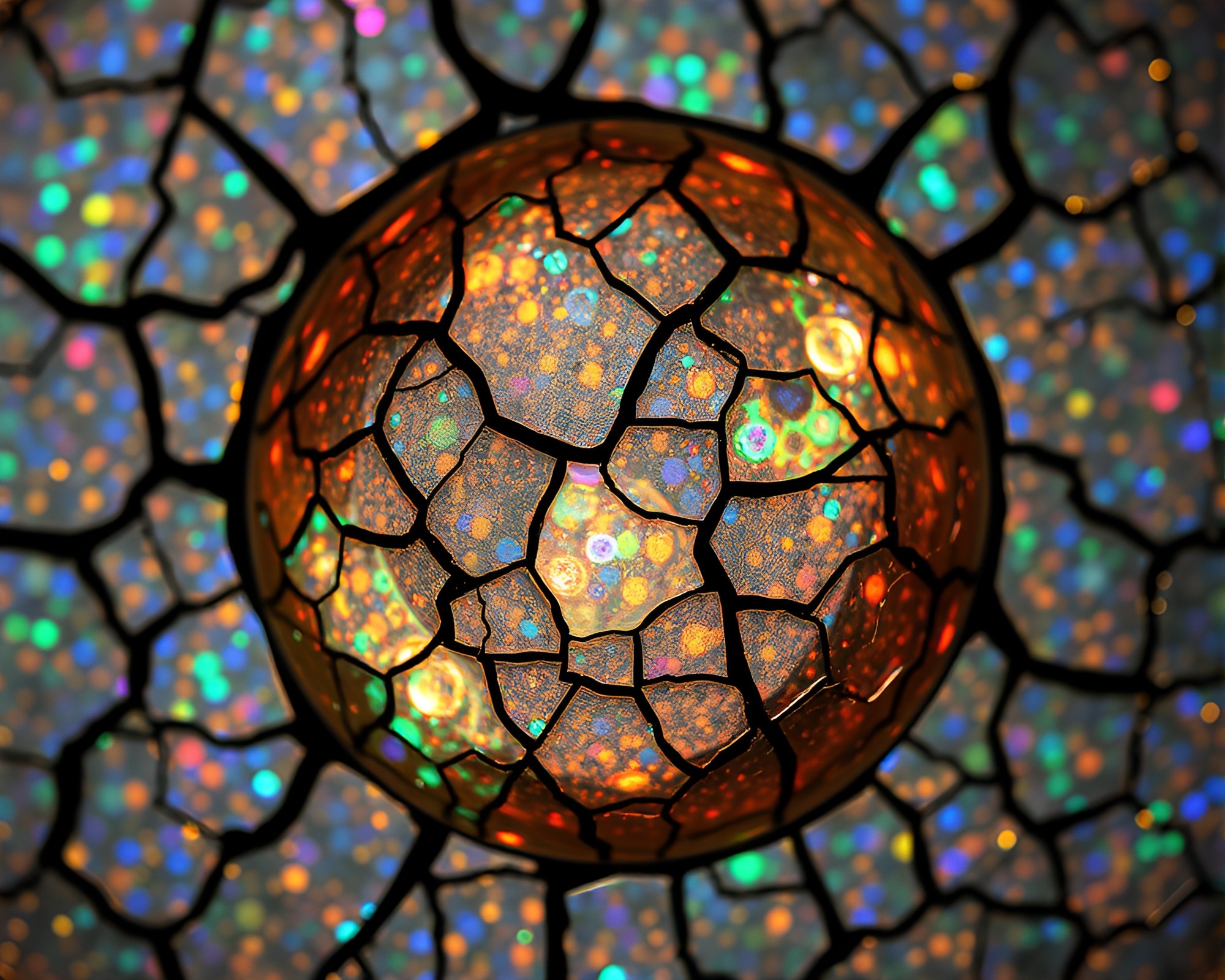 Holographic Microscopic Mosaic on Cracked Earth – free AI stock image