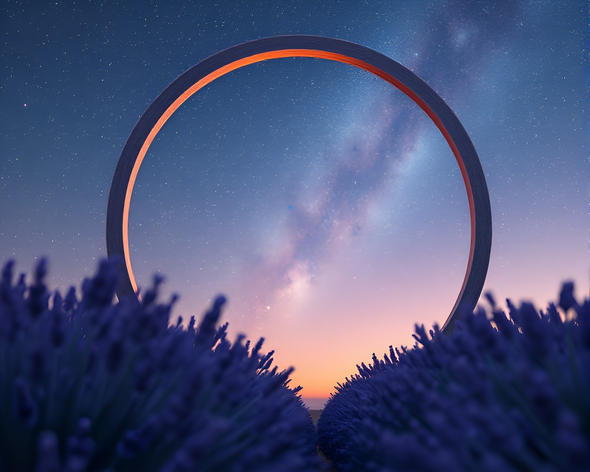 Multiverse Portal Framed by Lavender Twilight Data Visualization – free AI stock image