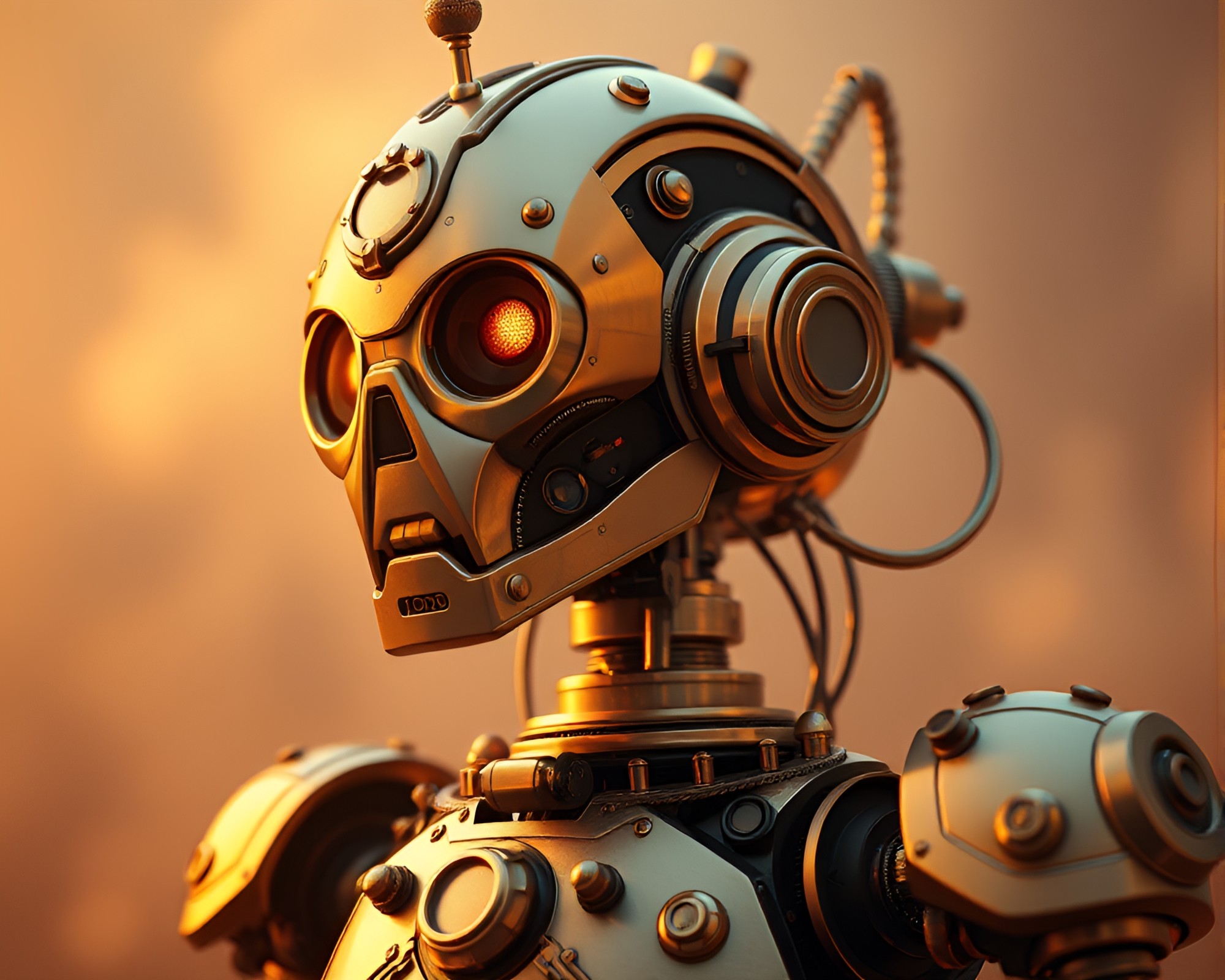 Steampunk Robot in Golden Savannah – free AI stock image