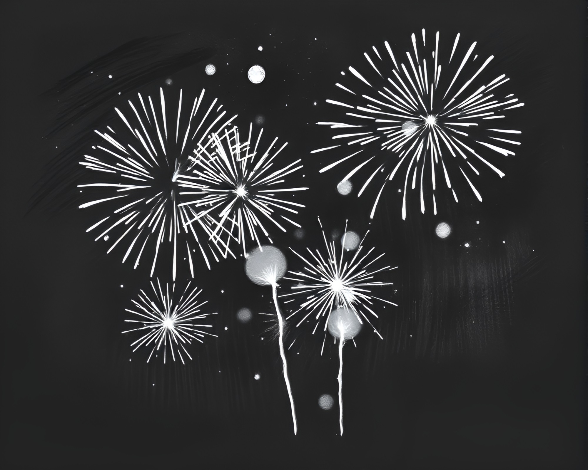 Fireworks Burst Charcoal Sketch Milky Way Noir Art – free AI stock image