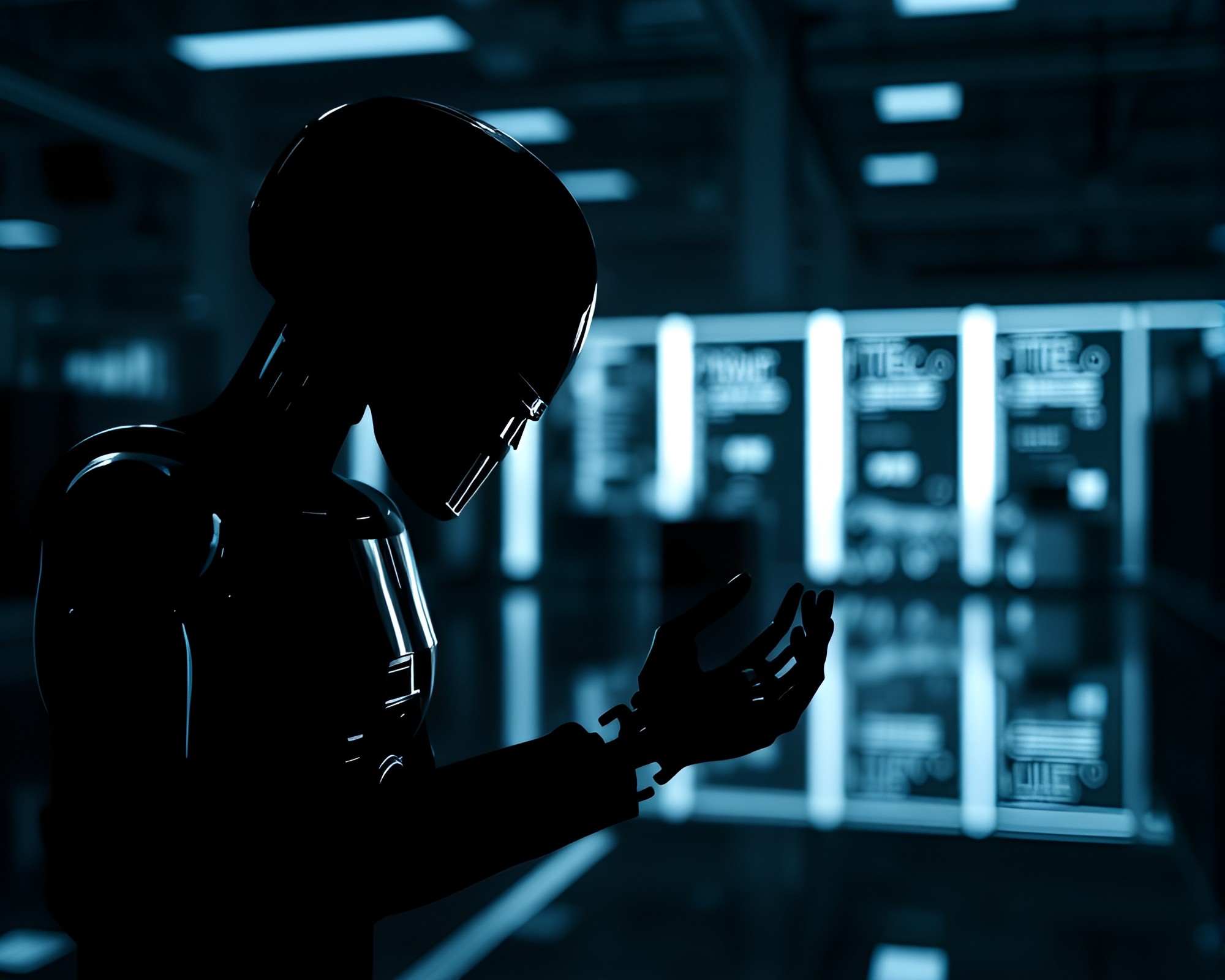 Ethereal Robotics Laboratory Reflection Silhouette – free AI stock image