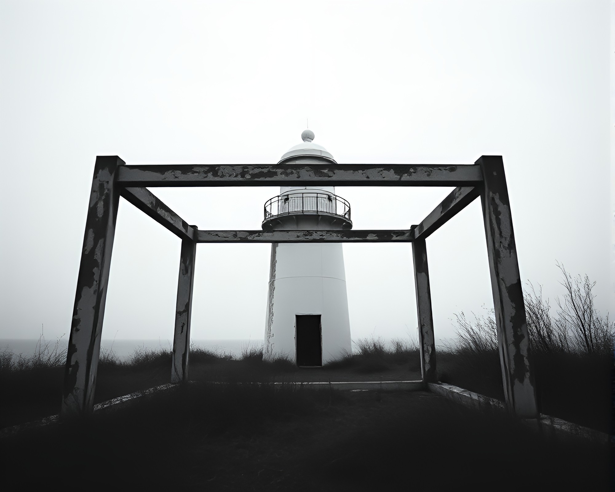 Eerie Abandoned Lighthouse Piercing Night in Noir – free AI stock image