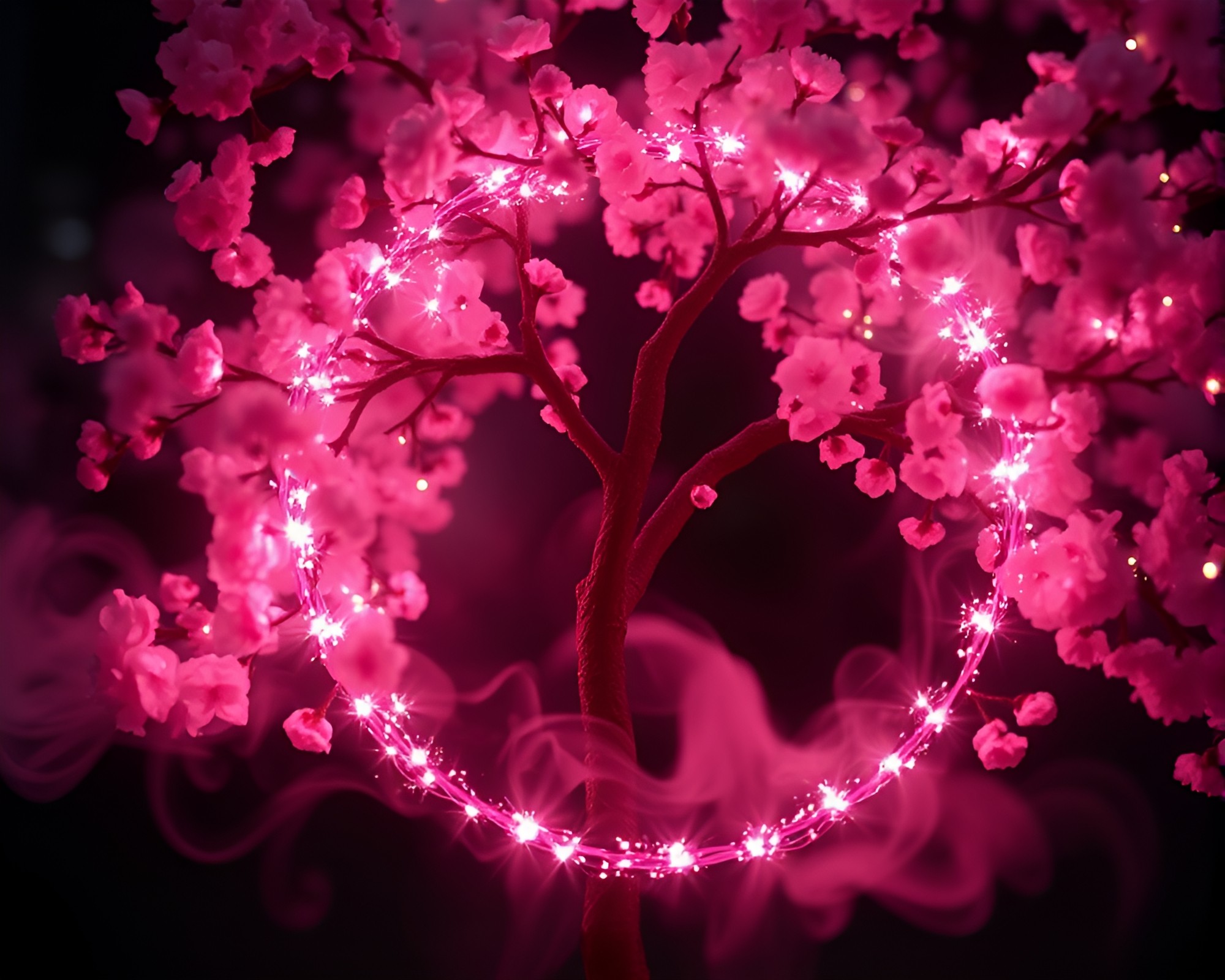 Cherry Blossom Fairy Hair Dance Smoke Rings – free AI stock image
