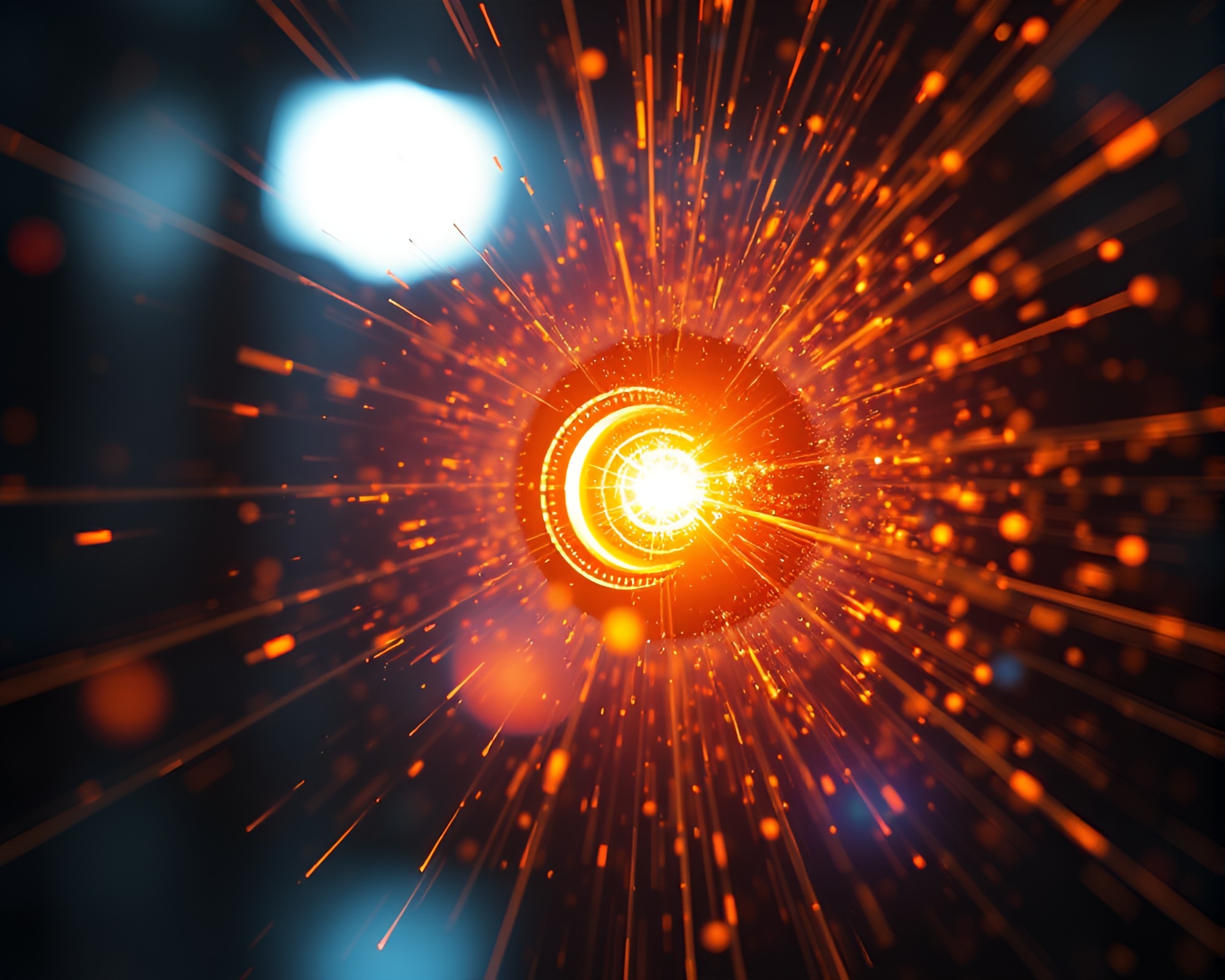 Quantum Teleportation Device in Solar Flare Glow – free AI stock image