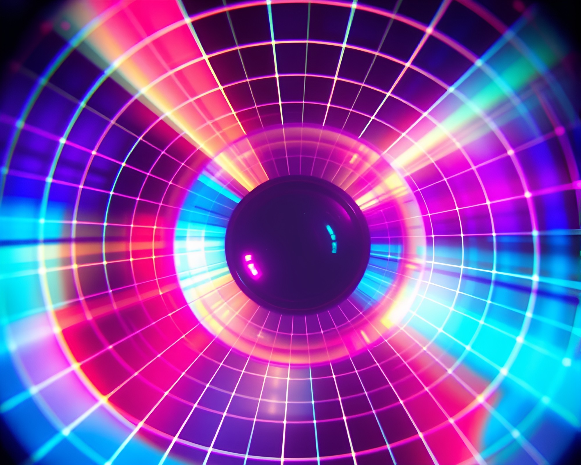 Retro Wave Grid Fisheye X-Ray Composition – free AI stock image