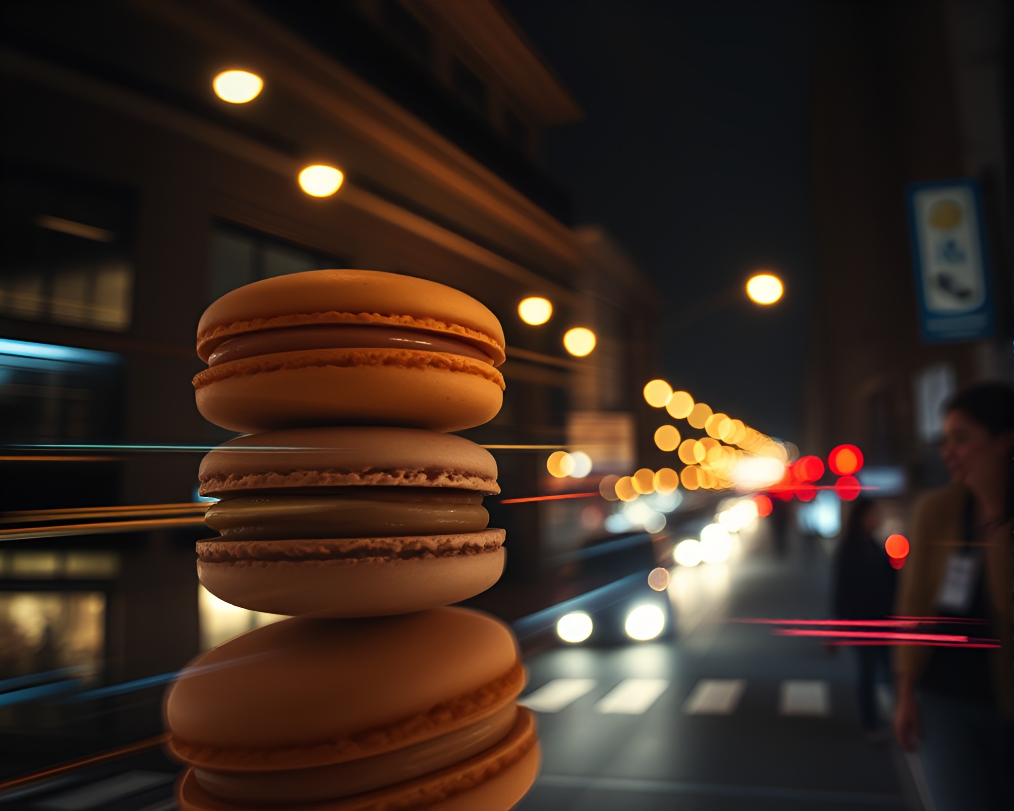 Urban Night Écorché: Macaron Double Exposure Study – free AI stock image