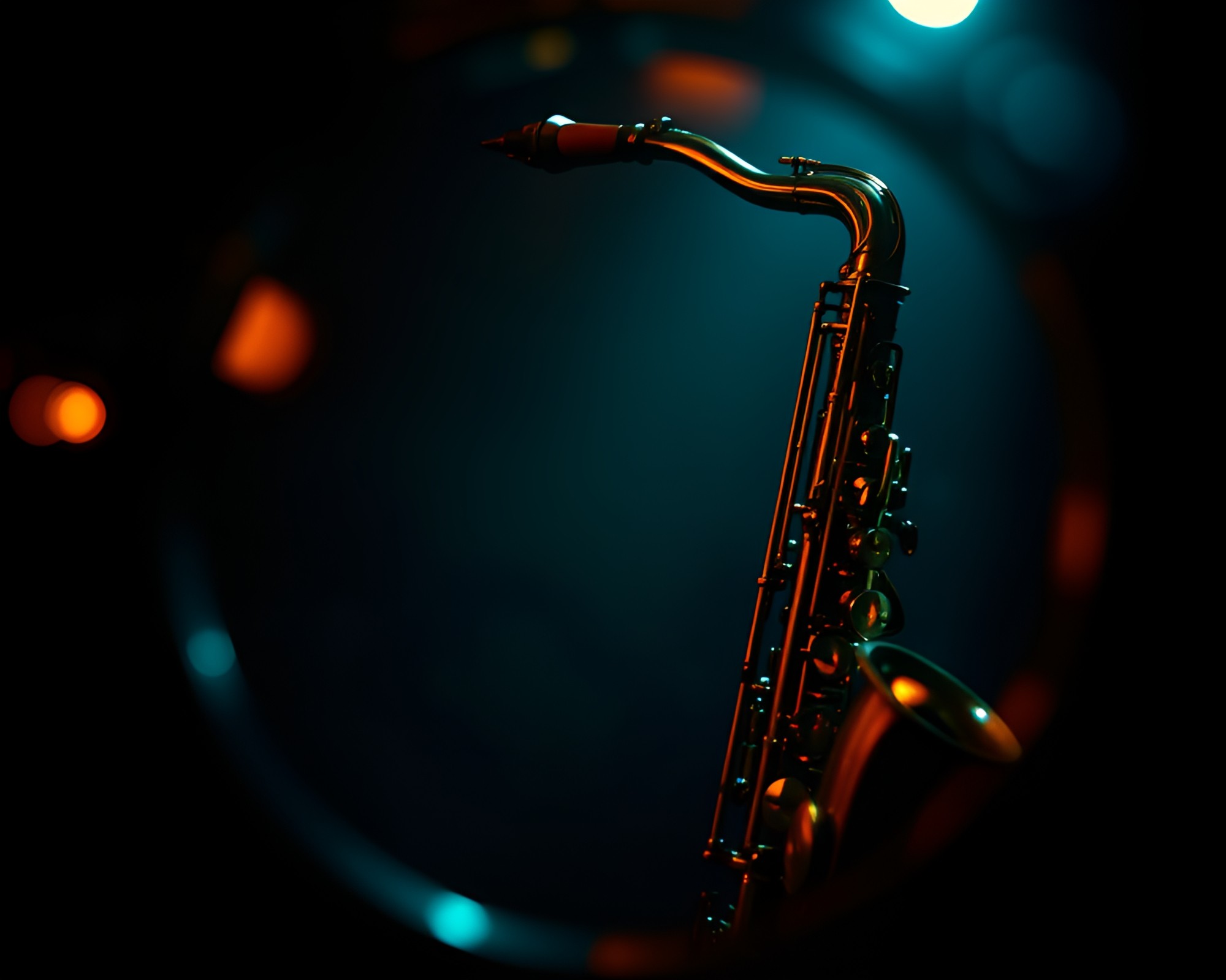 Circular Frame Saxophone Concept Art Composition – free AI stock image