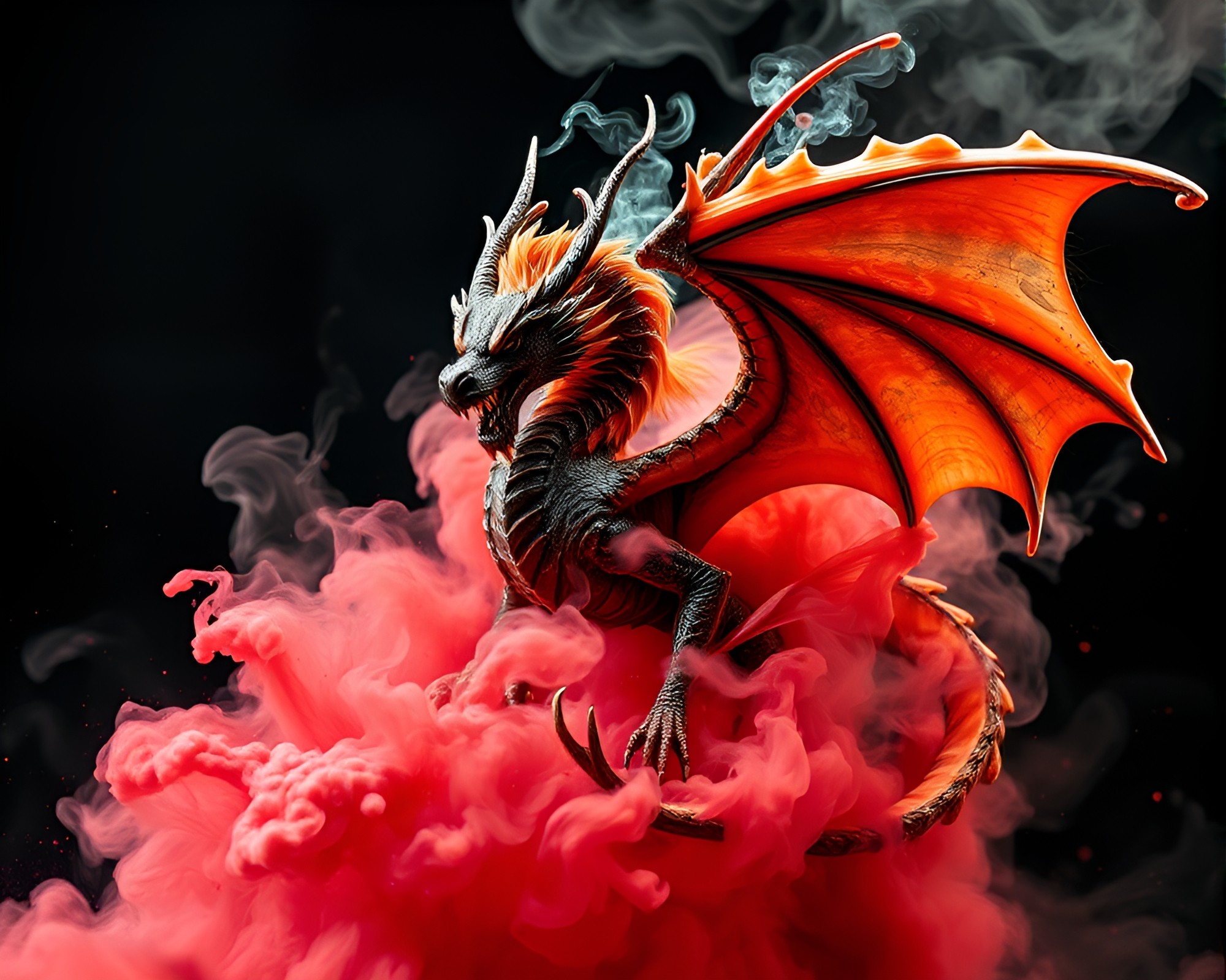 Swirling Smoke Gryphon in Anaglyph 3D – free AI stock image