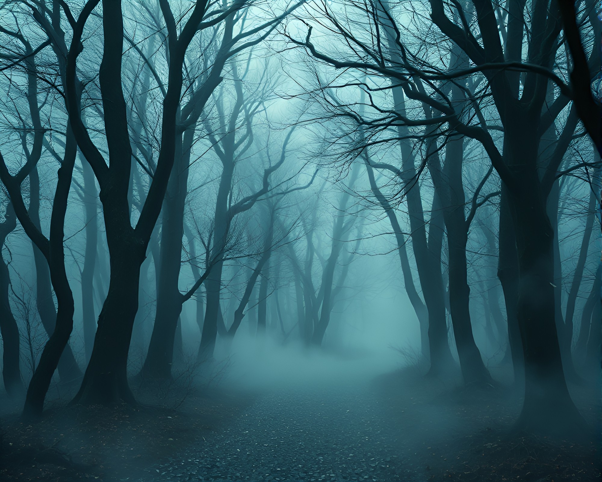 Mysterious Ancient Grove Shrouded in Metallic Mist – free AI stock image