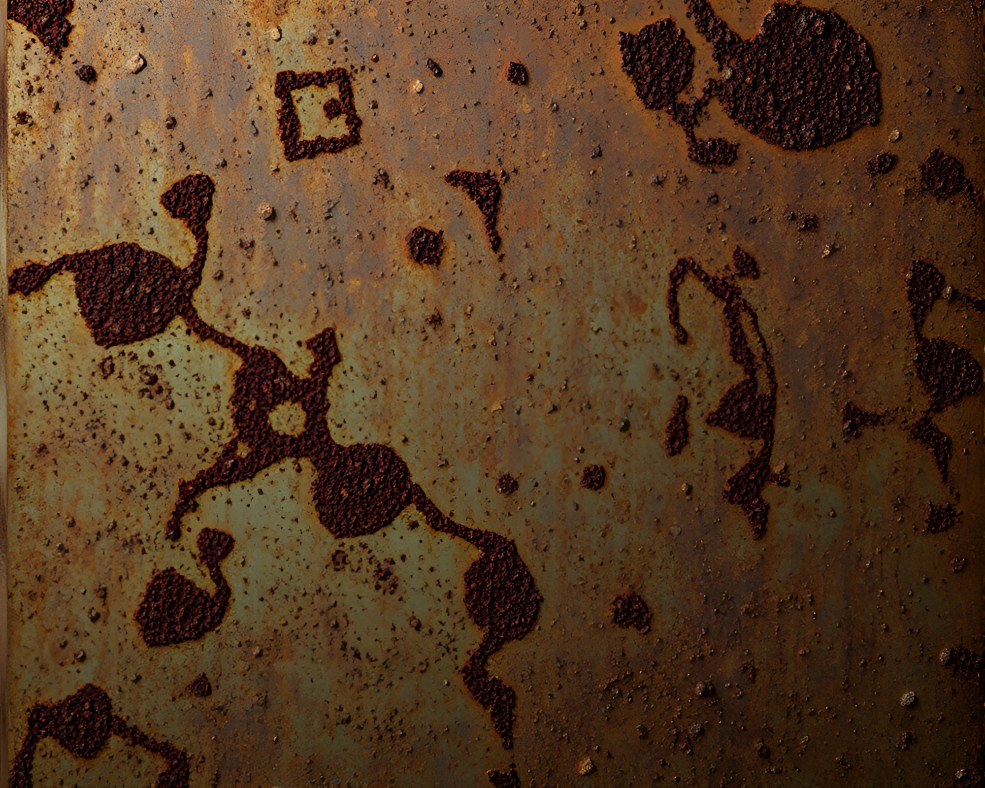 Eldritch Rust Flakes in Cosmic Light – free AI stock image