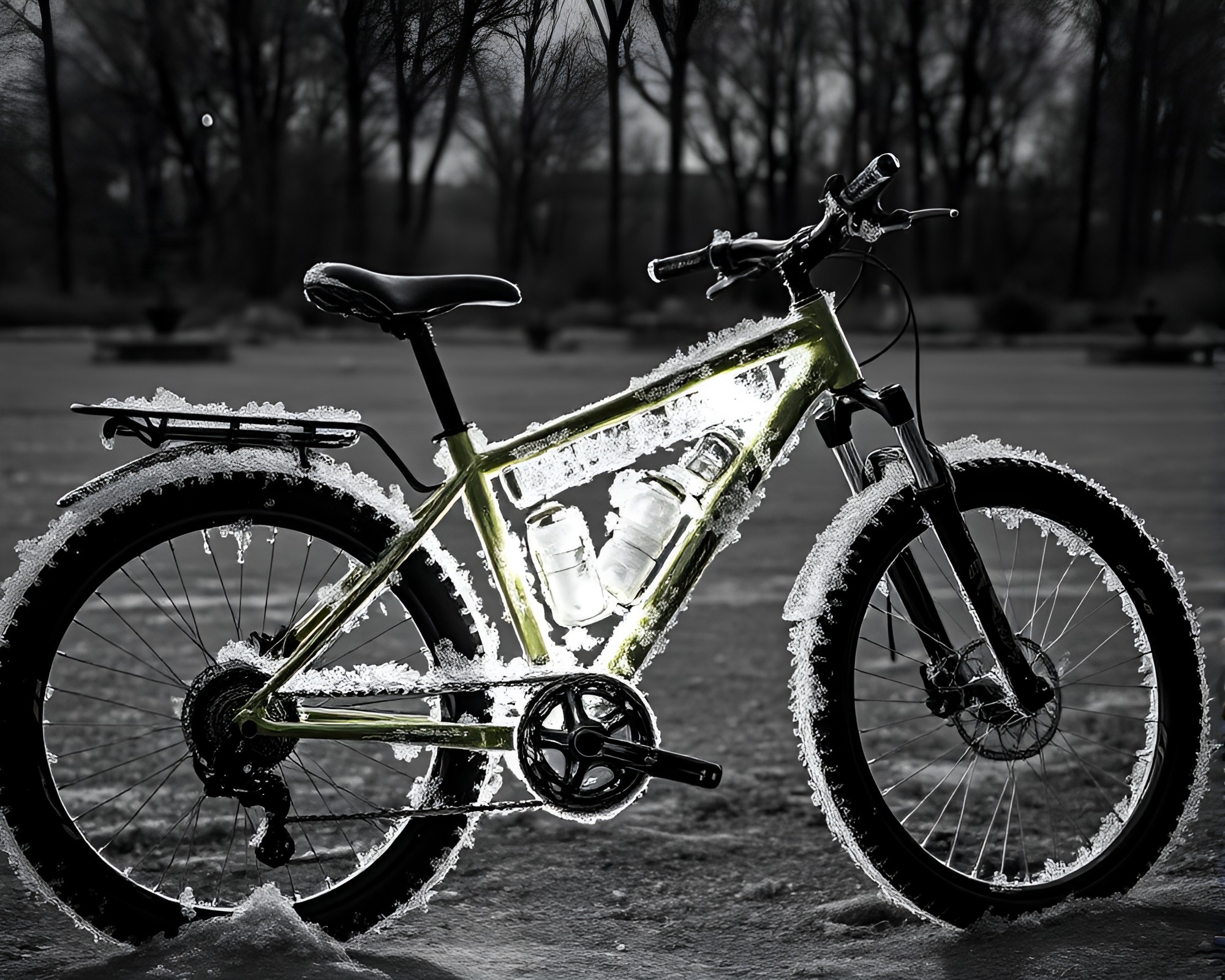 Solar-powered Bike Encrusted with Ice Crystals – free AI stock image