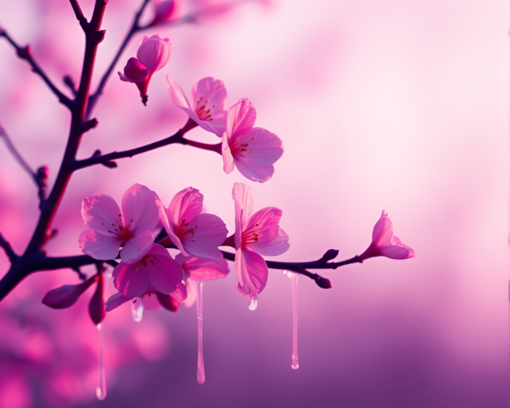Twilight Blossom Vaporwave: Paint Drips – free AI stock image