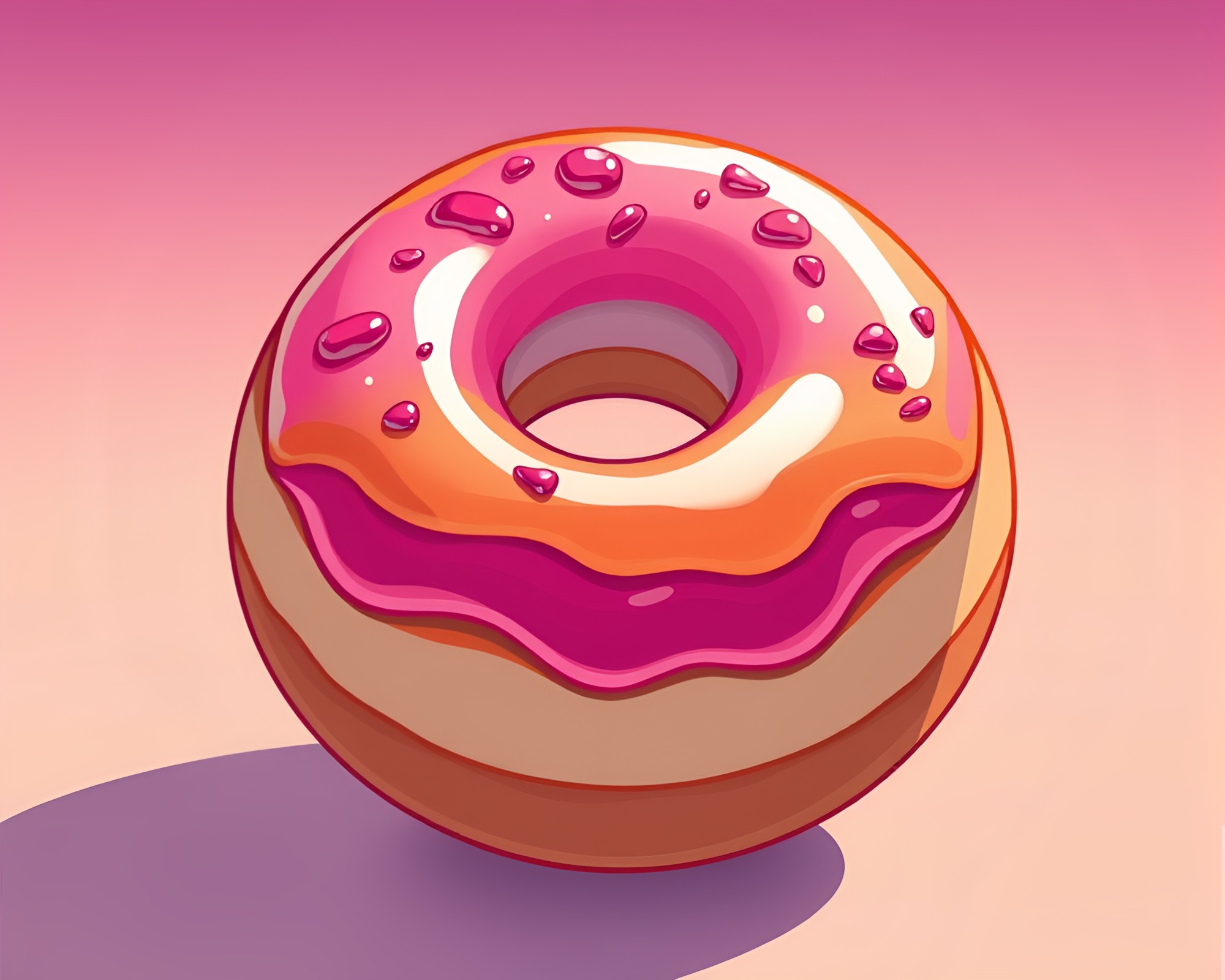 Fantastical Jelly-Filled Doughnut Cartoon Scene – free AI stock image