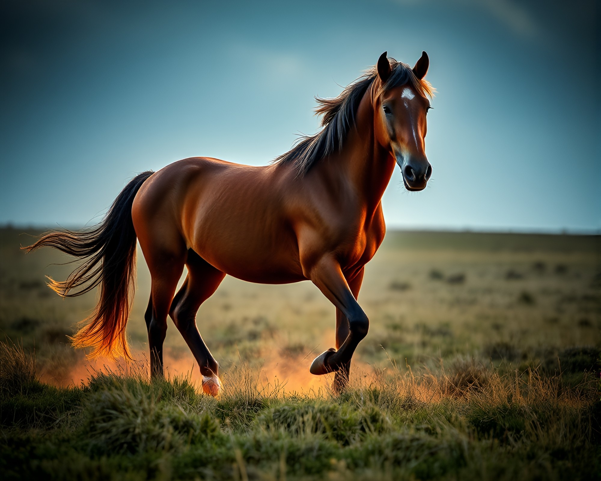 Wild Stallion in Dramatic HDR Lighting Composition – free AI stock image