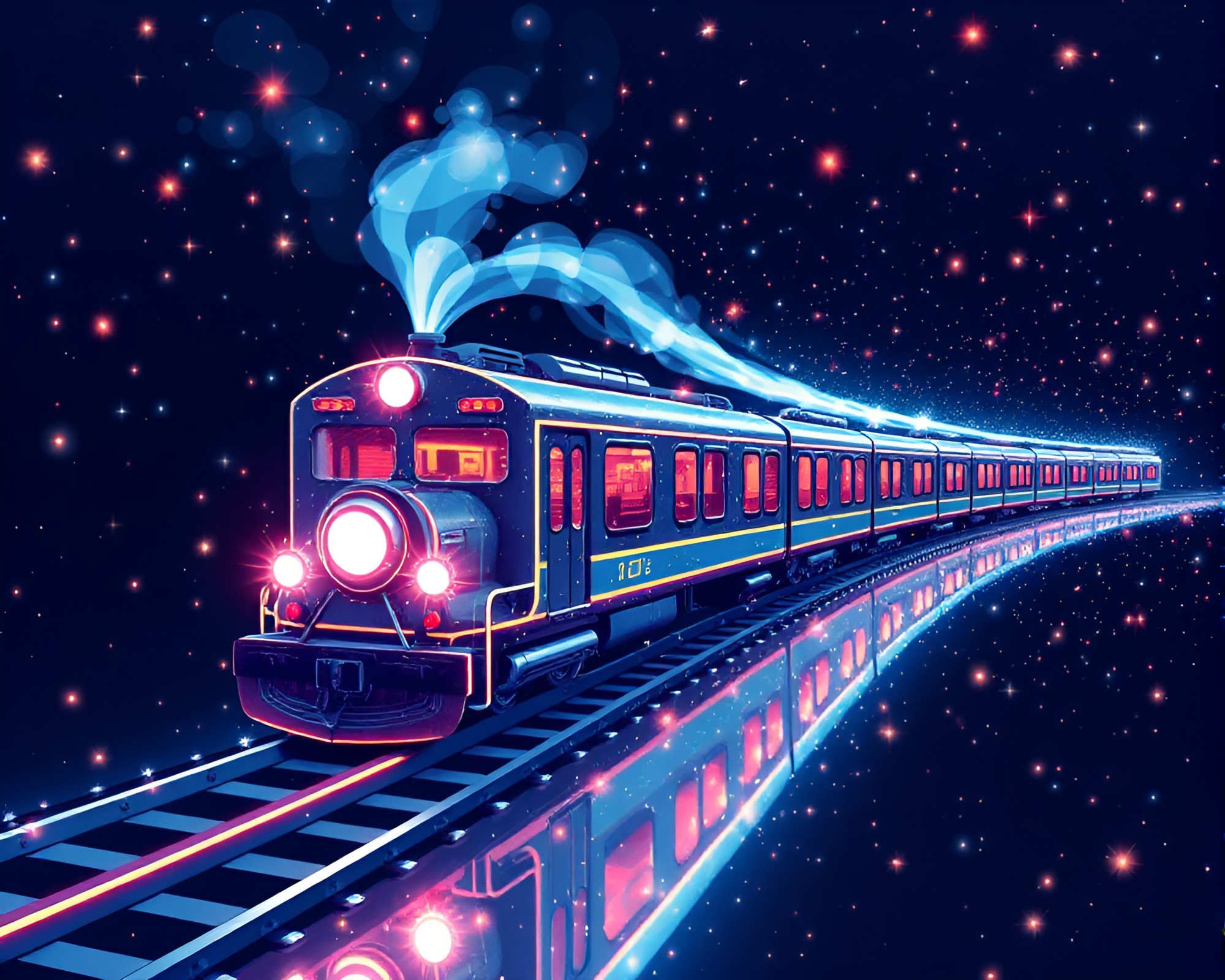 Magnetic Levitation Train in Pixel Art Fantasy World – free AI stock image