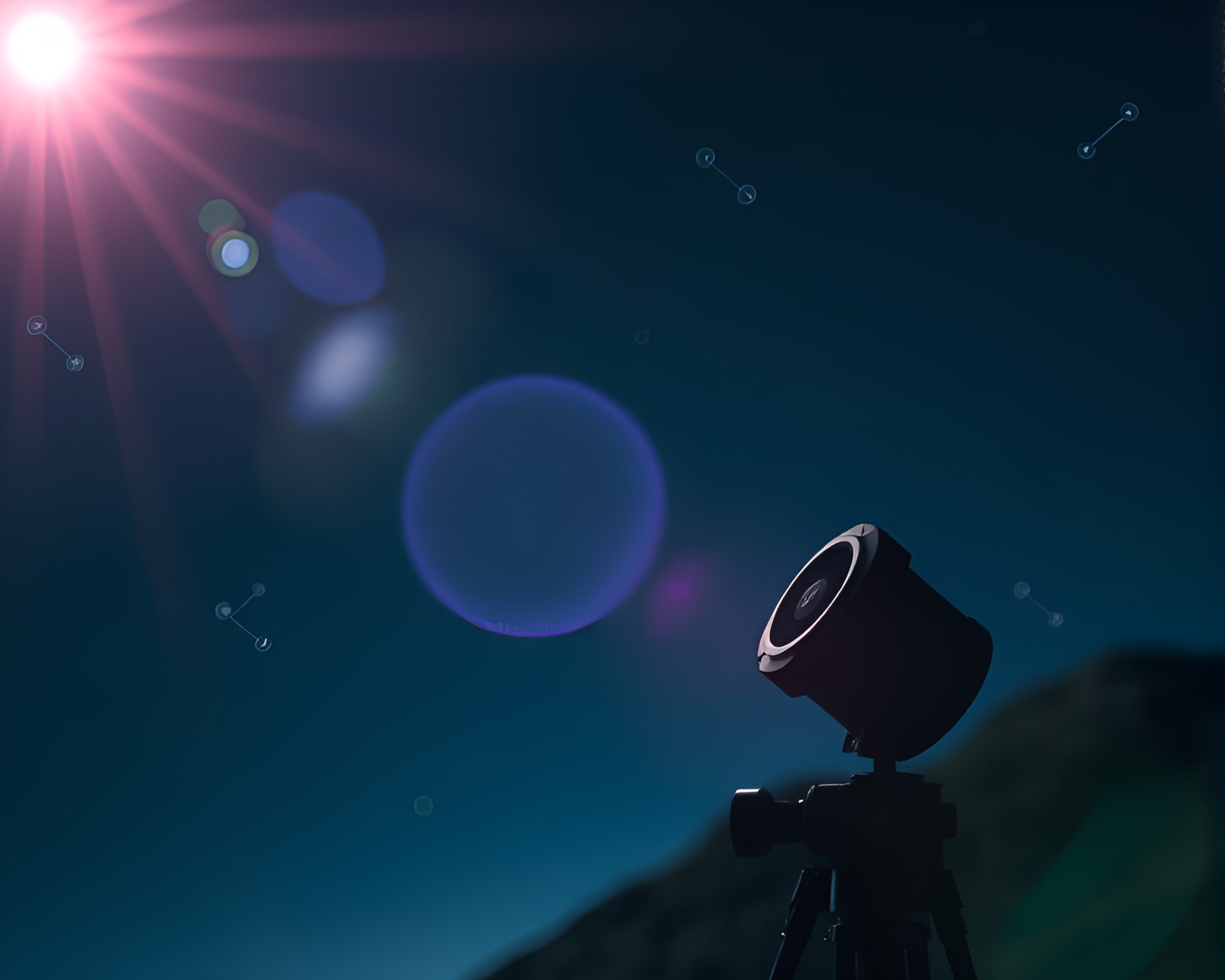 Satellite Lens Flare Digital Bloom Composition – free AI stock image