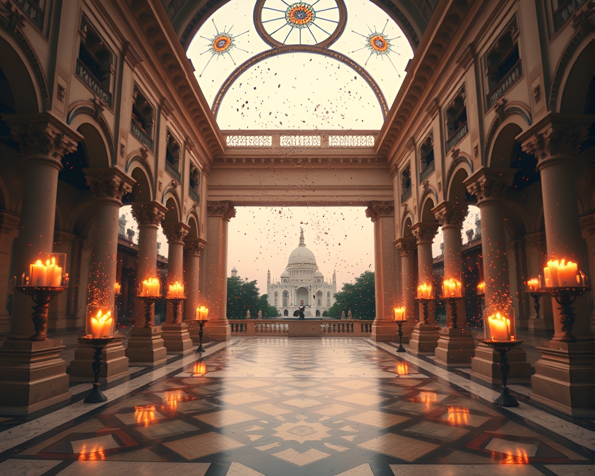 Candlelit Architectural Kaleidoscope – free AI stock image