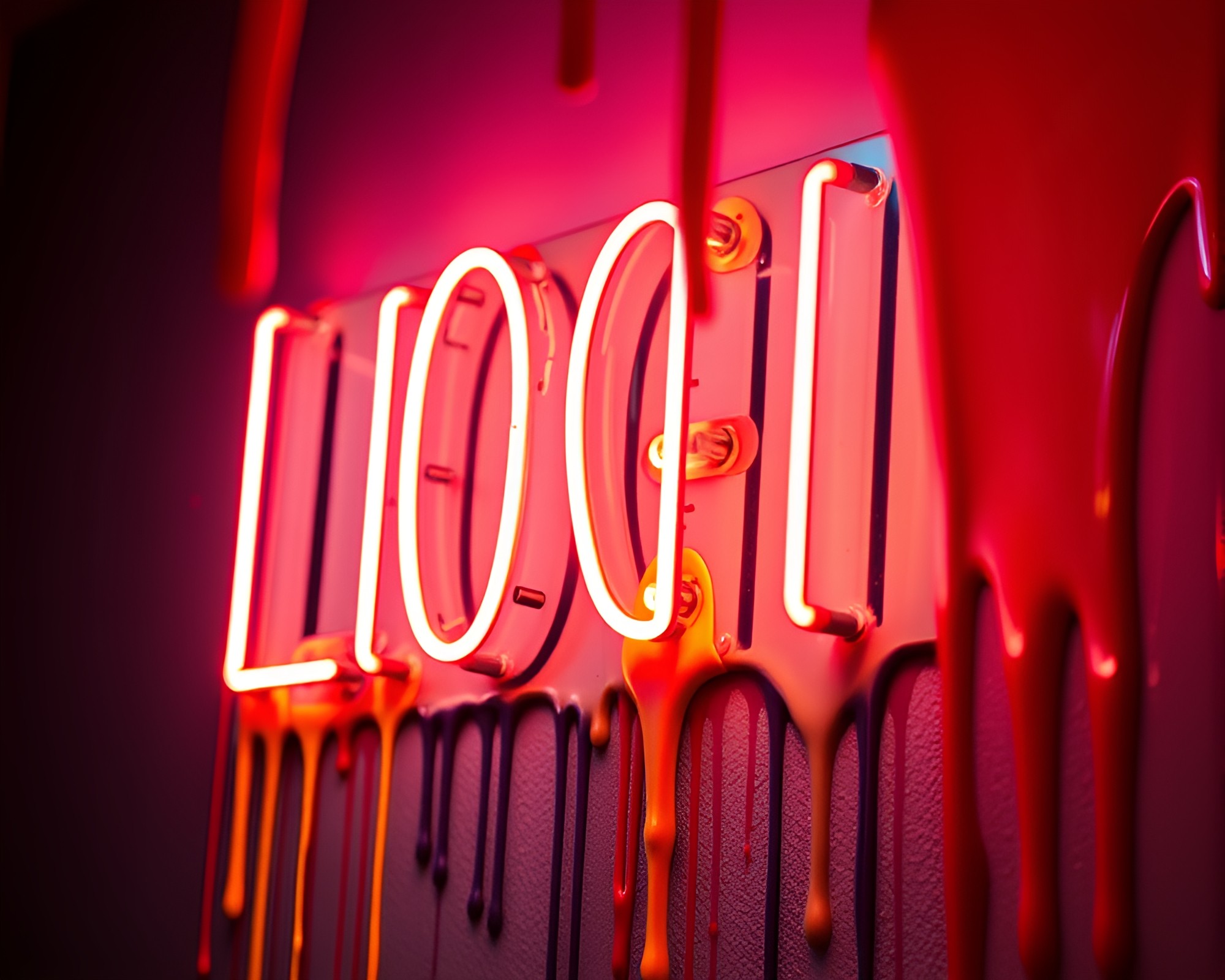Neon Pop Art Glow Reflecting Dripping Paint Scene – free AI stock image