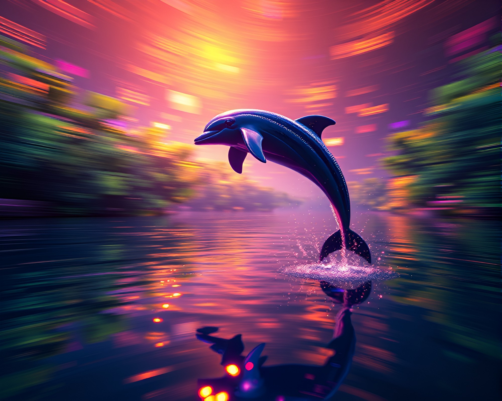 Magical Voxel Art of Pan Motion Blur Amazon Dolphin – free AI stock image
