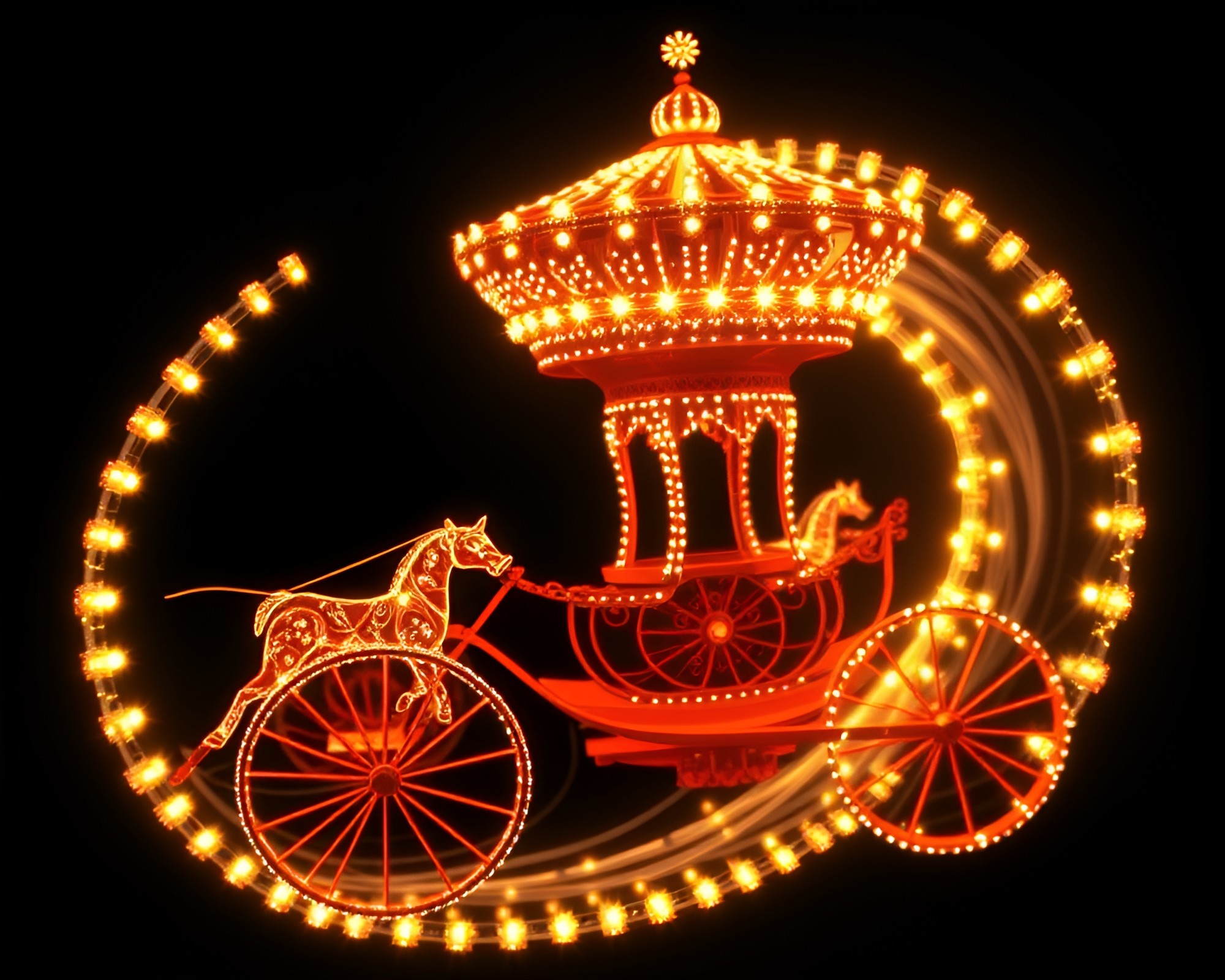 Majestic Chariot Spiral Illuminated Tri-tone Scene – free AI stock image