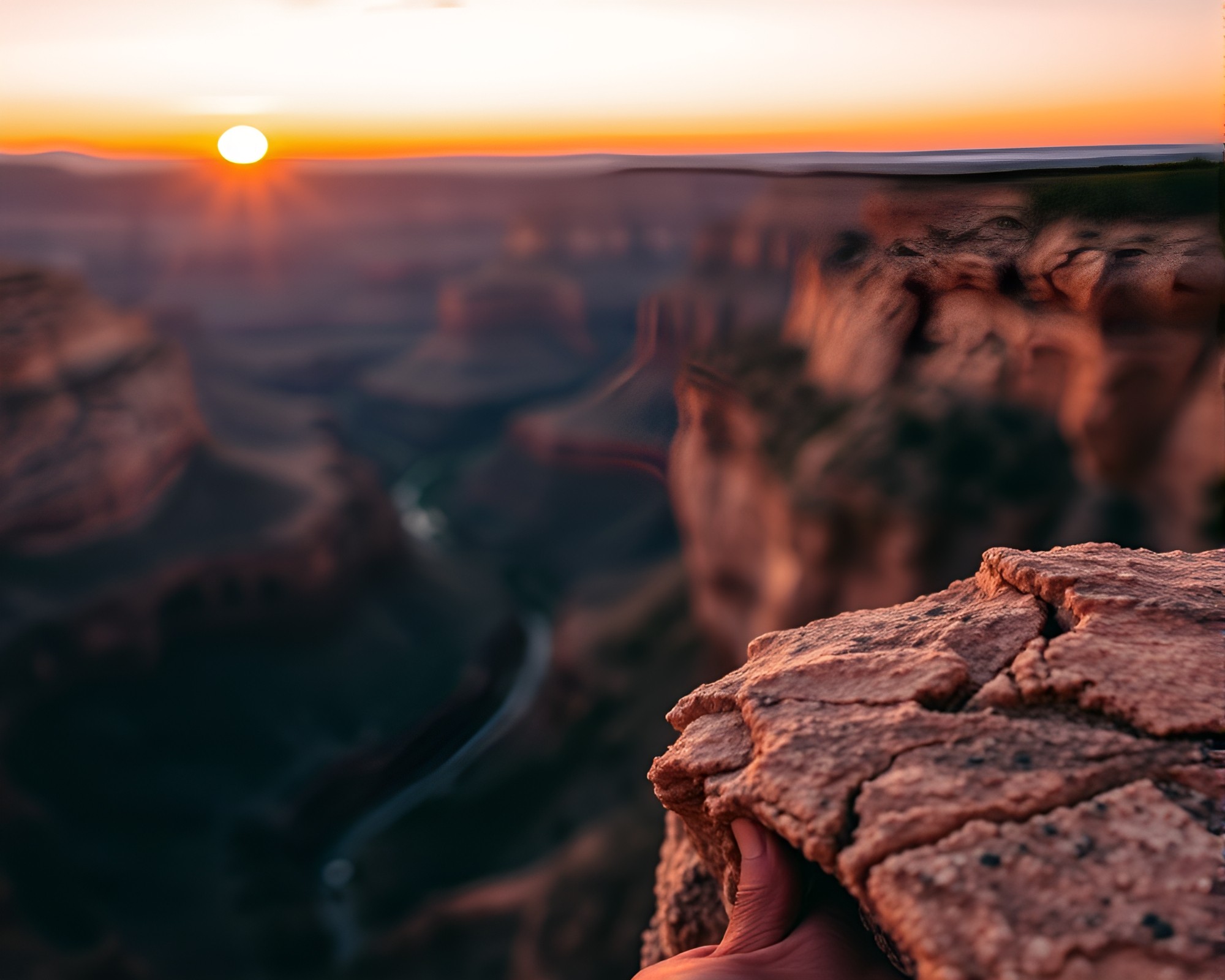 Canyon Sunset Collage Art Composition – free AI stock image