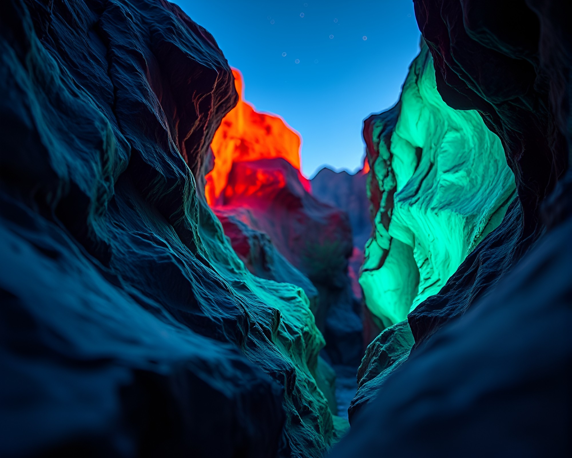 Fluorescent Canyon Macro Detail in Polar Twilight – free AI stock image