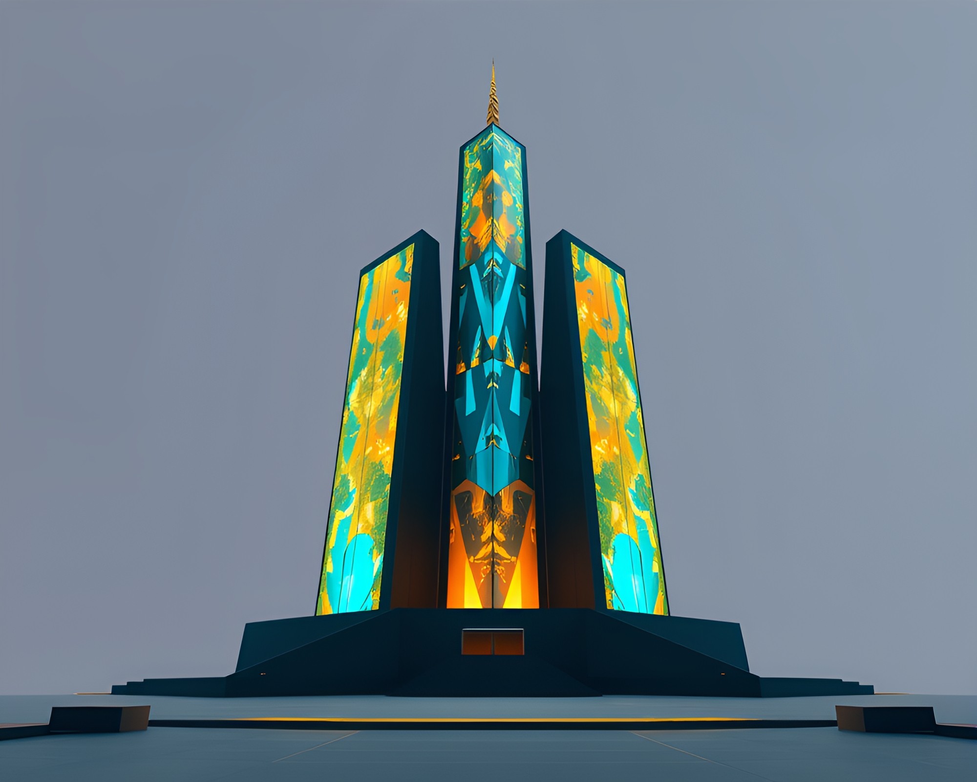 Symmetrical Tower in Topaz Light – free AI stock image