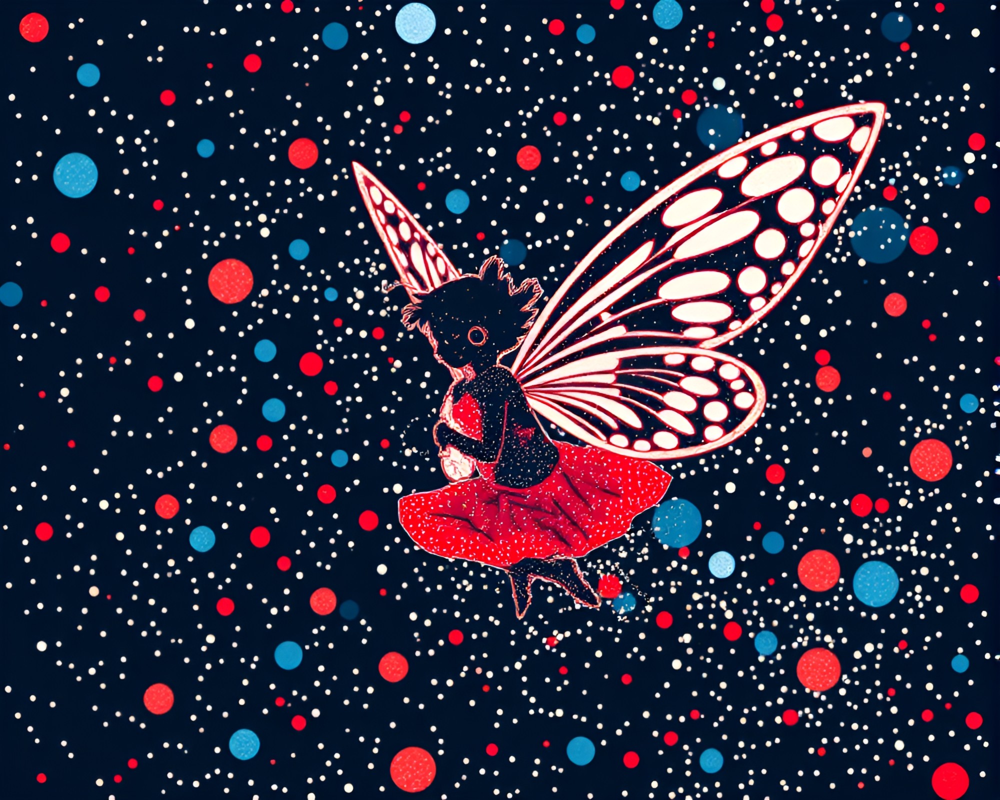Enchanting Fairy Pointillist Duotone Comic Book Artwork – free AI stock image