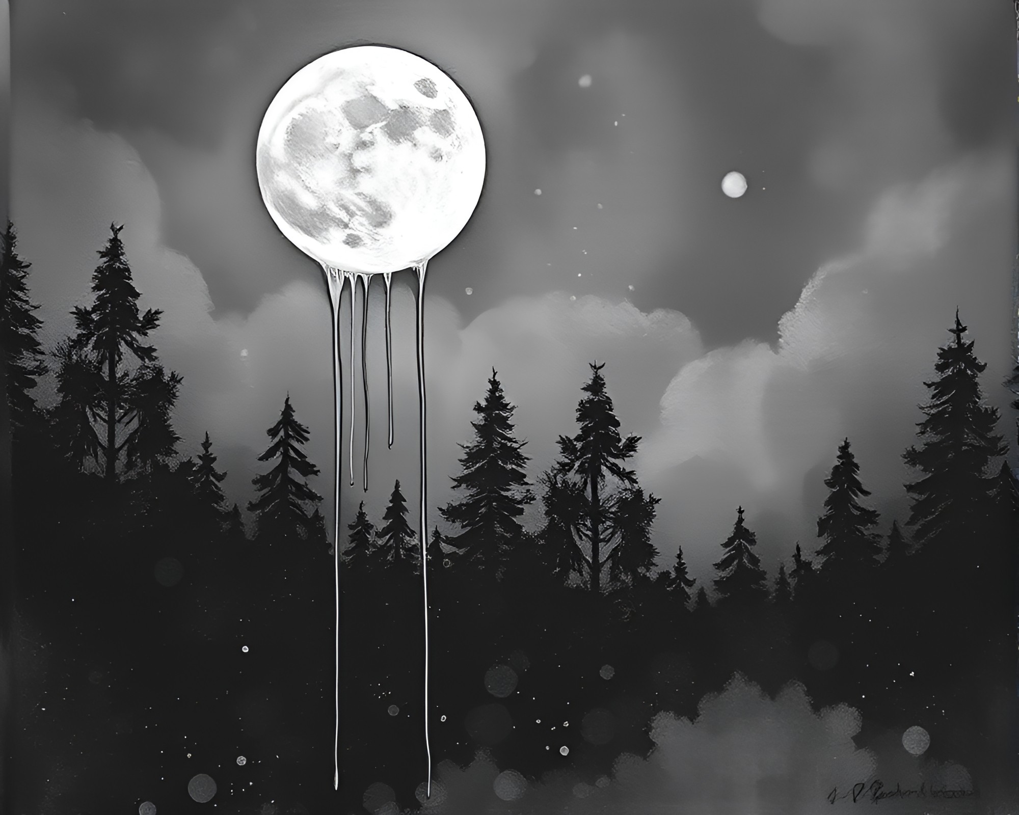Binary Moonlit Code: Ink Engraving Art – free AI stock image
