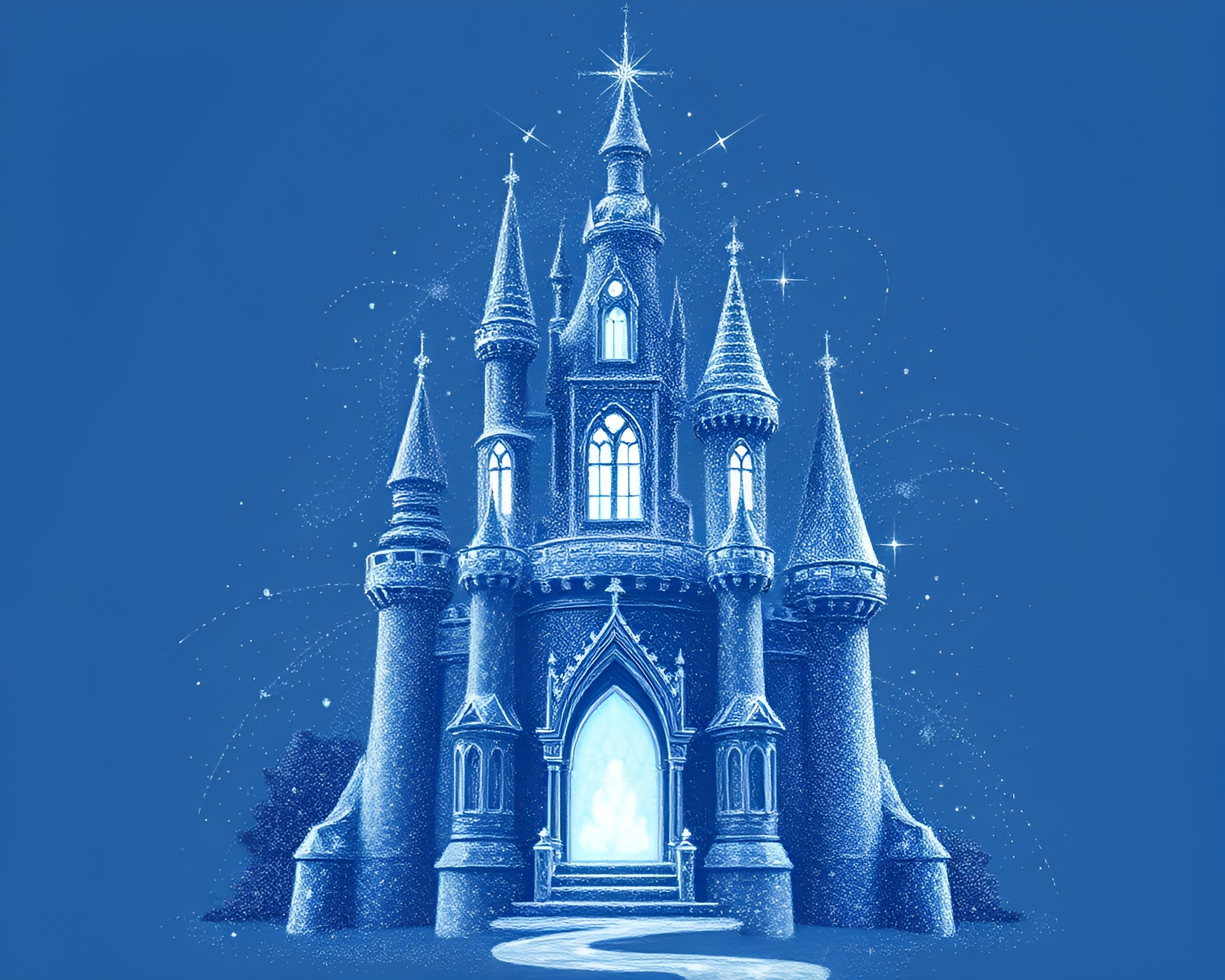 Ethereal Castle Blueprint with Stardust Shimmer – free AI stock image