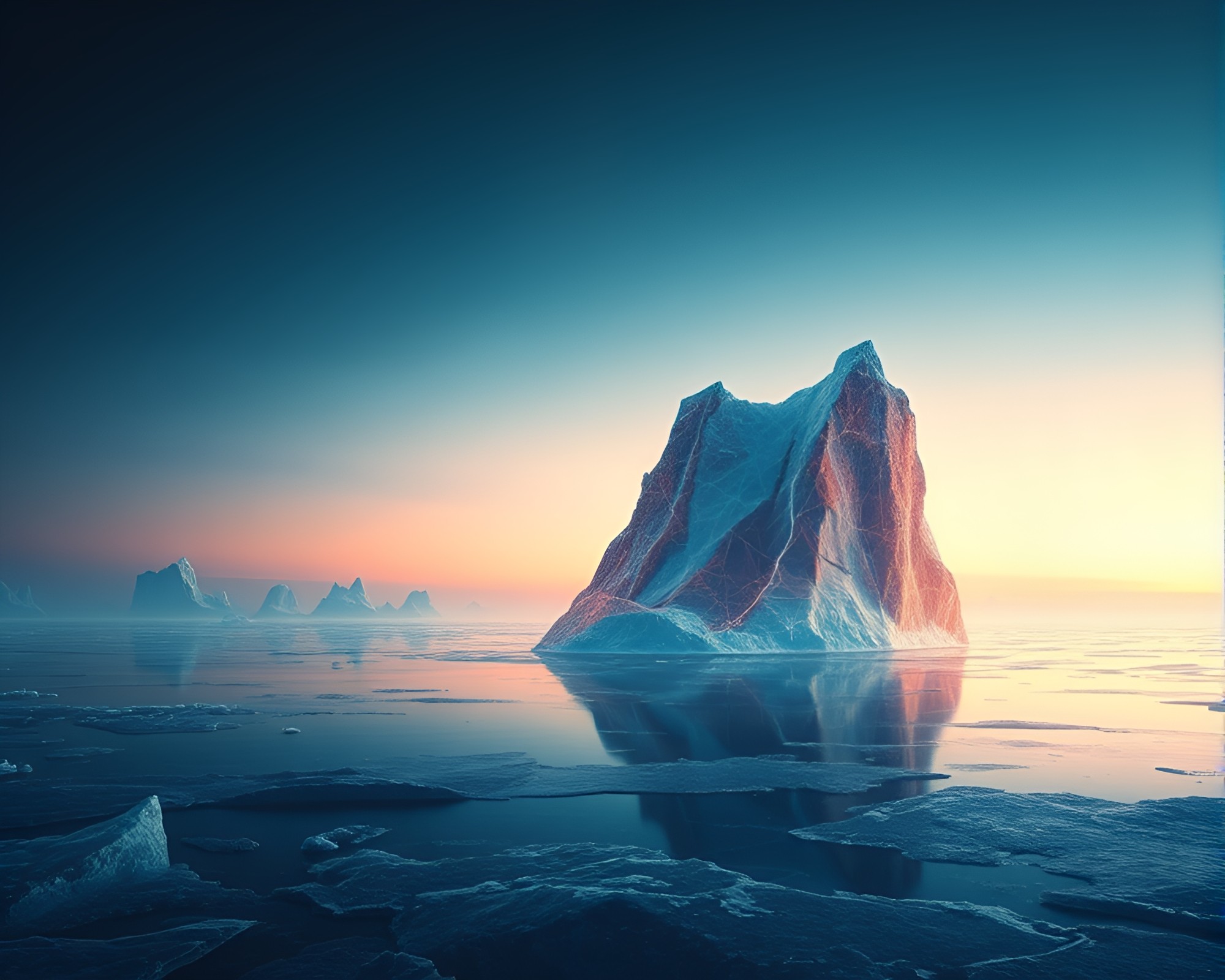 Arctic Iceberg Veins in X-ray Digital Twilight – free AI stock image
