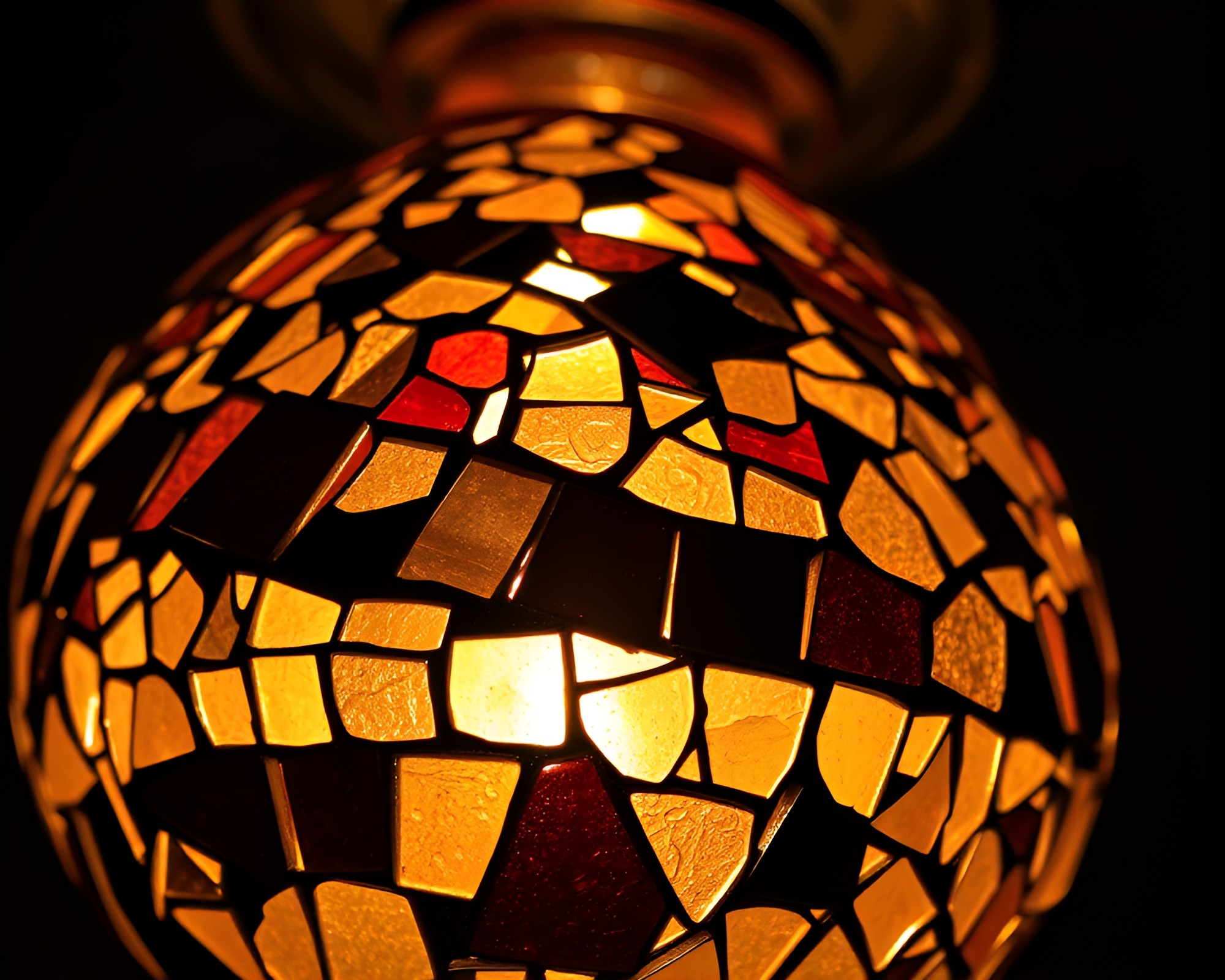Shattered Lamp Mosaic Illuminated by Vibrant Colors – free AI stock image