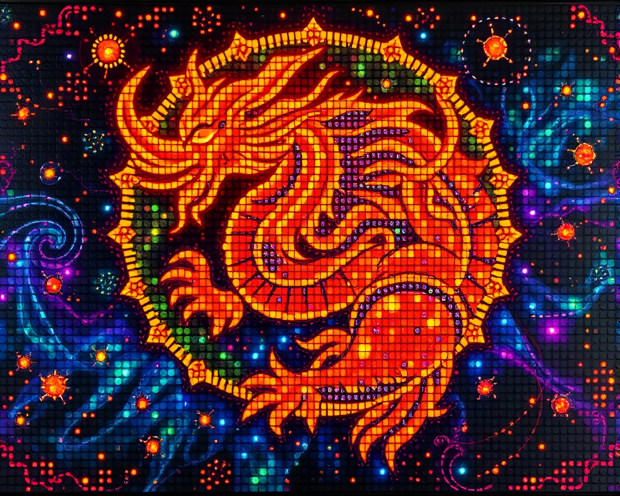 Celestial Dragon in Triadic Colors LED Pixel Grid
