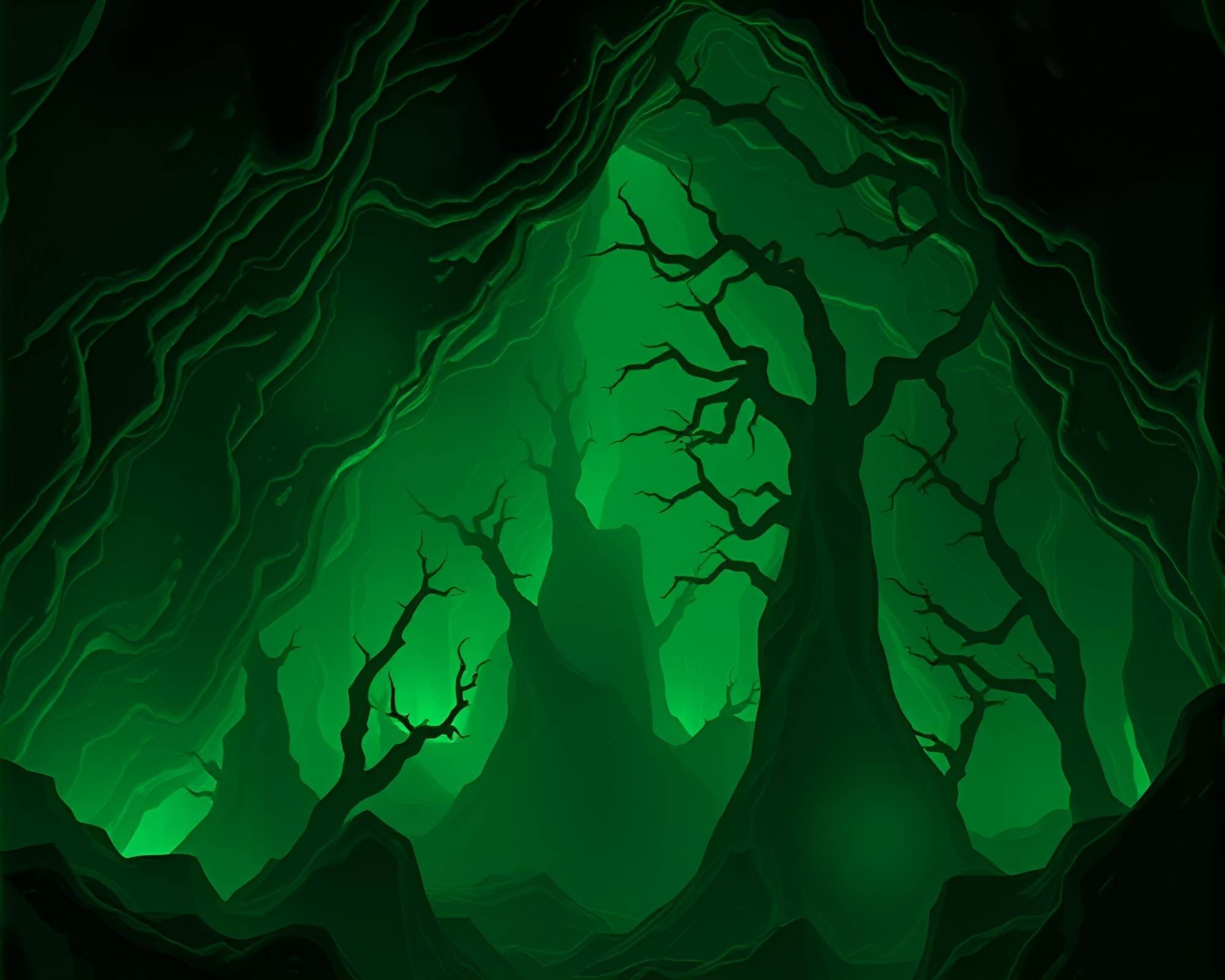 Emerald Lovecraftian Horror Negative Space Art – free AI stock image