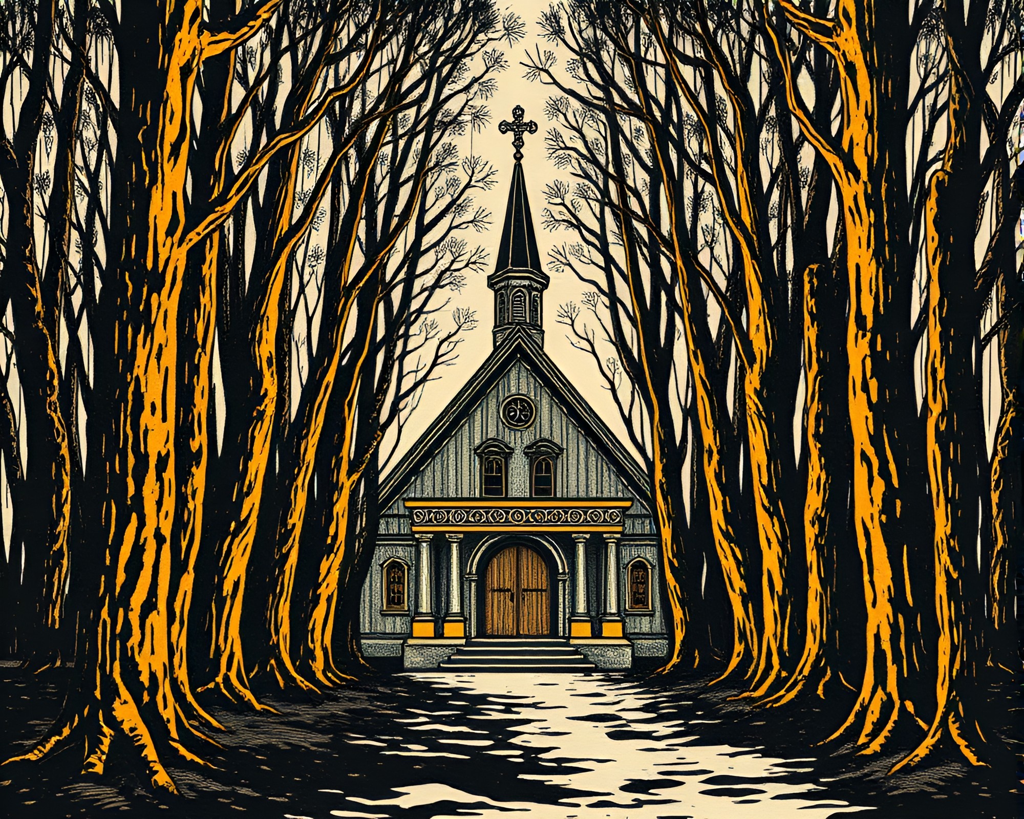 Enchanted Ancient Grove with Flickering Candlelight – free AI stock image