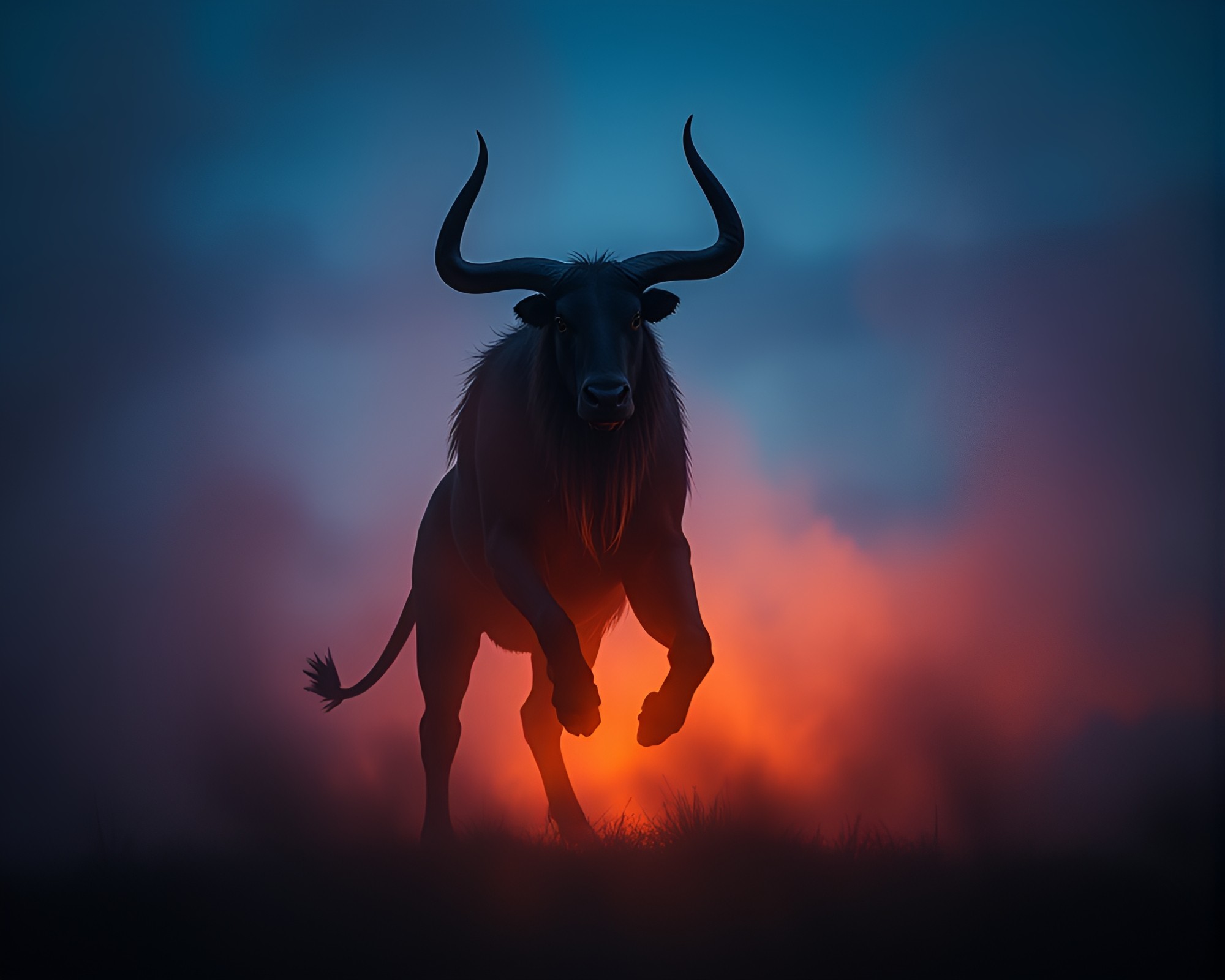 Majestic Minotaur in Rule of Thirds Light Painting – free AI stock image