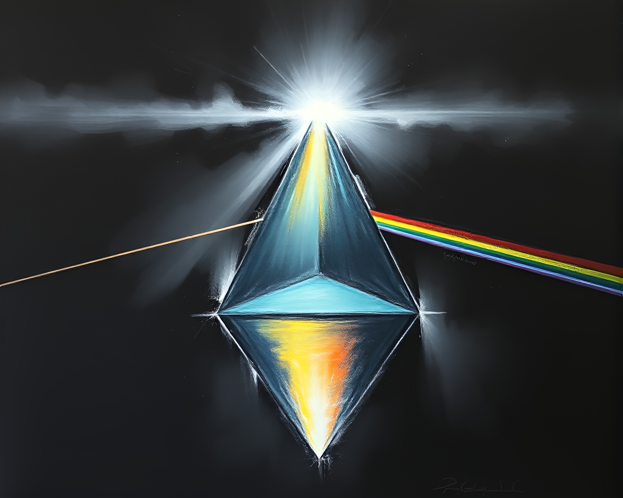 Prismatic Charcoal Sketch: Gouache Glow – free AI stock image