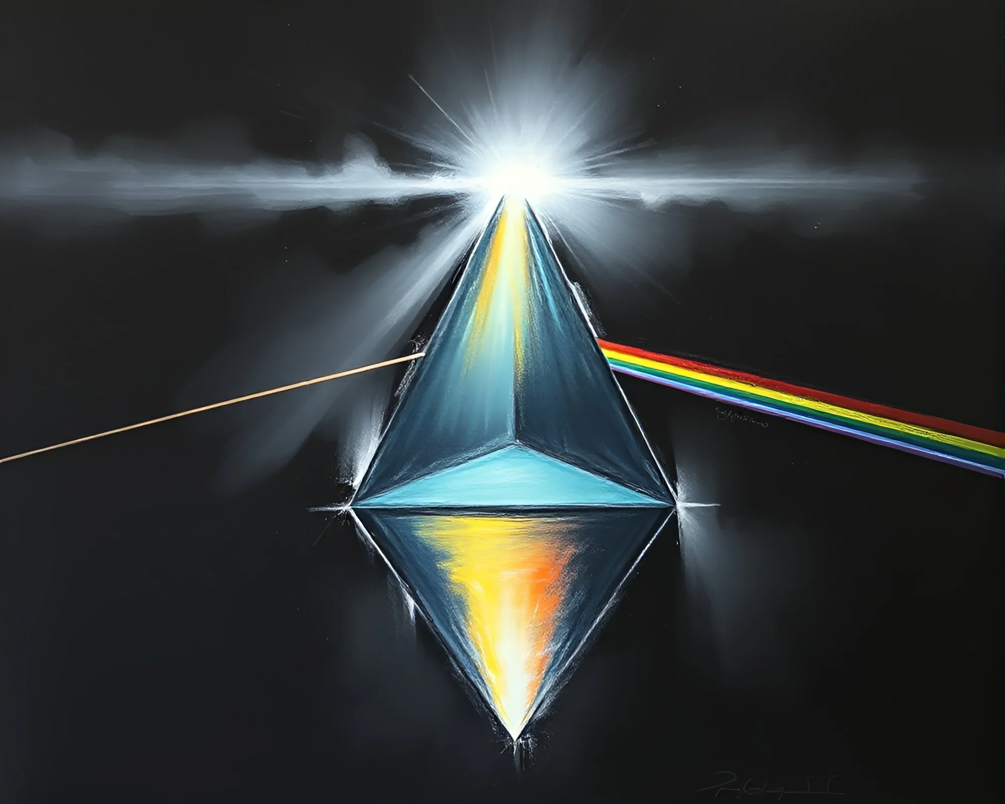 Prismatic Charcoal Sketch: Gouache Glow
