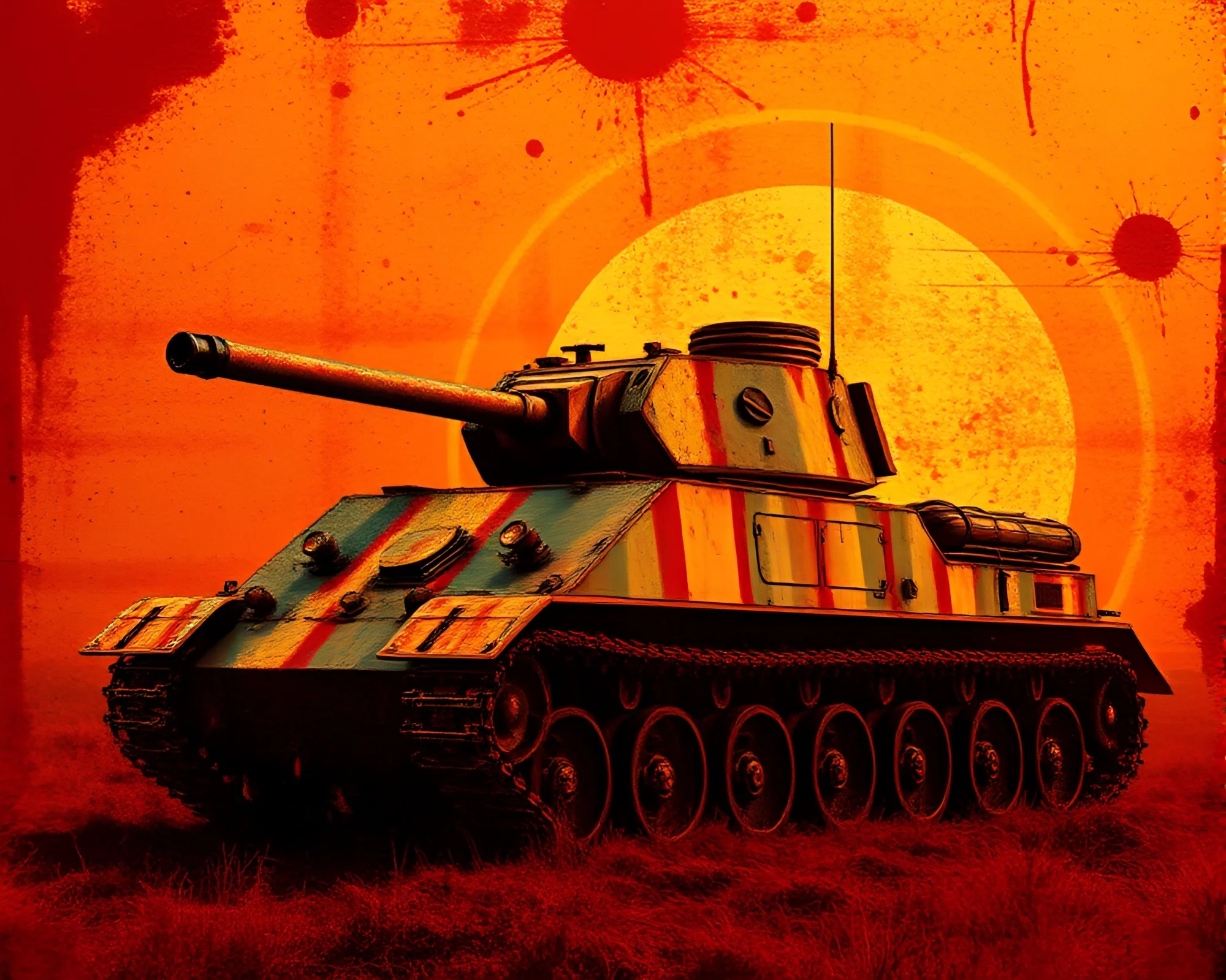 Sunset Tank: Rust Stain Stripes in Orange Hues