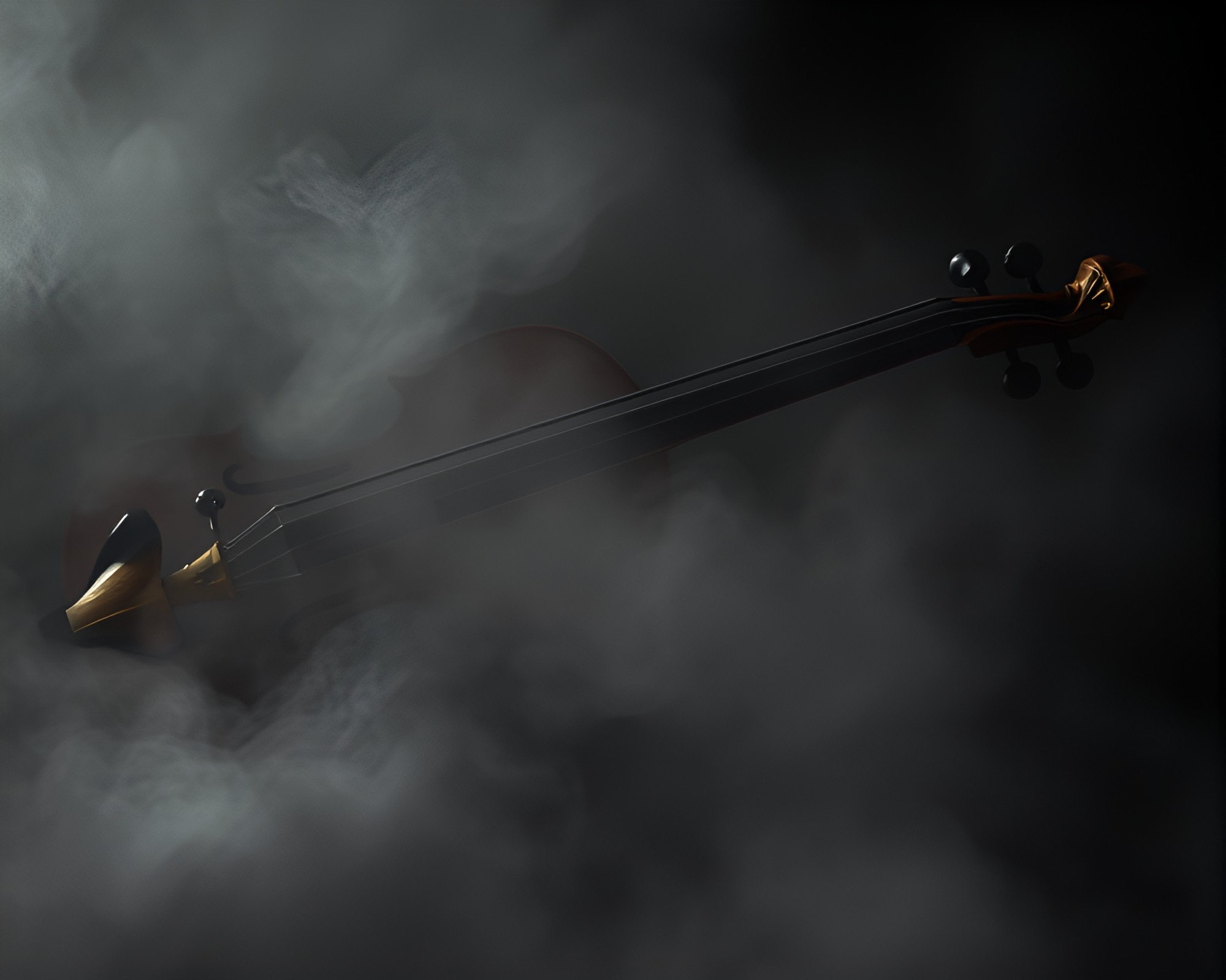Violinist in Smoky Cel-Shaded Depth Layering Composition – free AI stock image