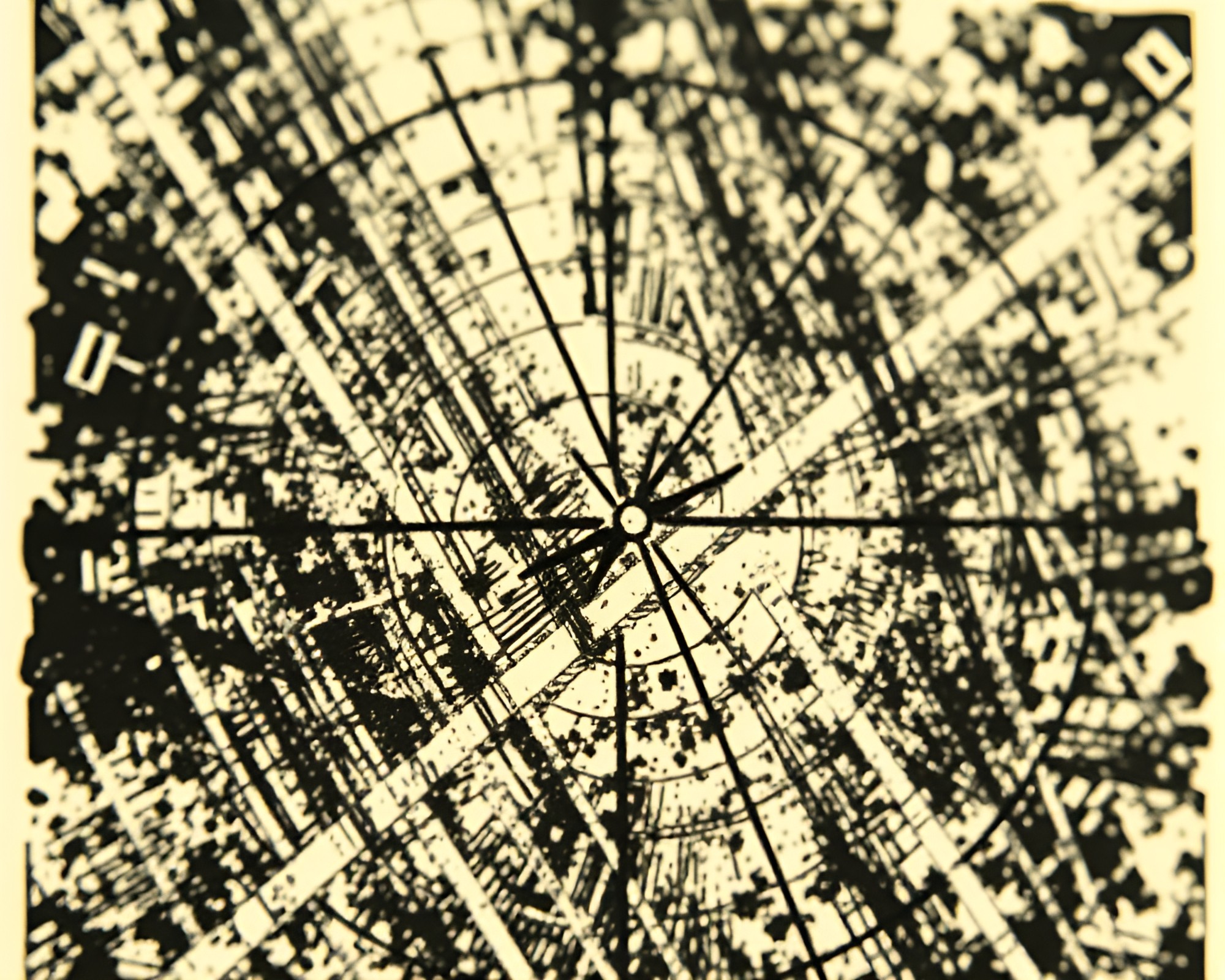 Vintage Compass in Stereoscopic Linocut Artwork – free AI stock image