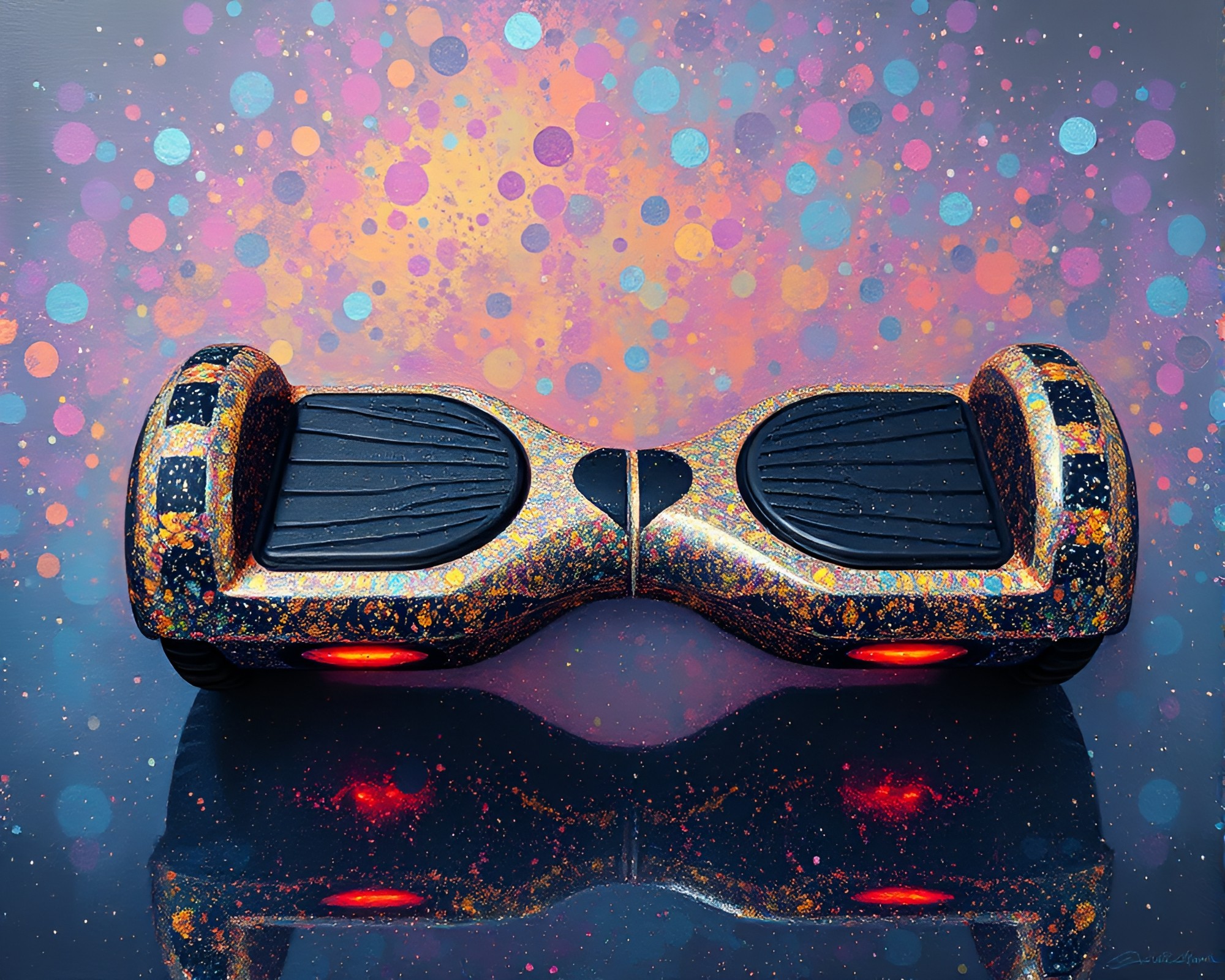 Hoverboard Fabric Folds: Metallic Fresco Art – free AI stock image