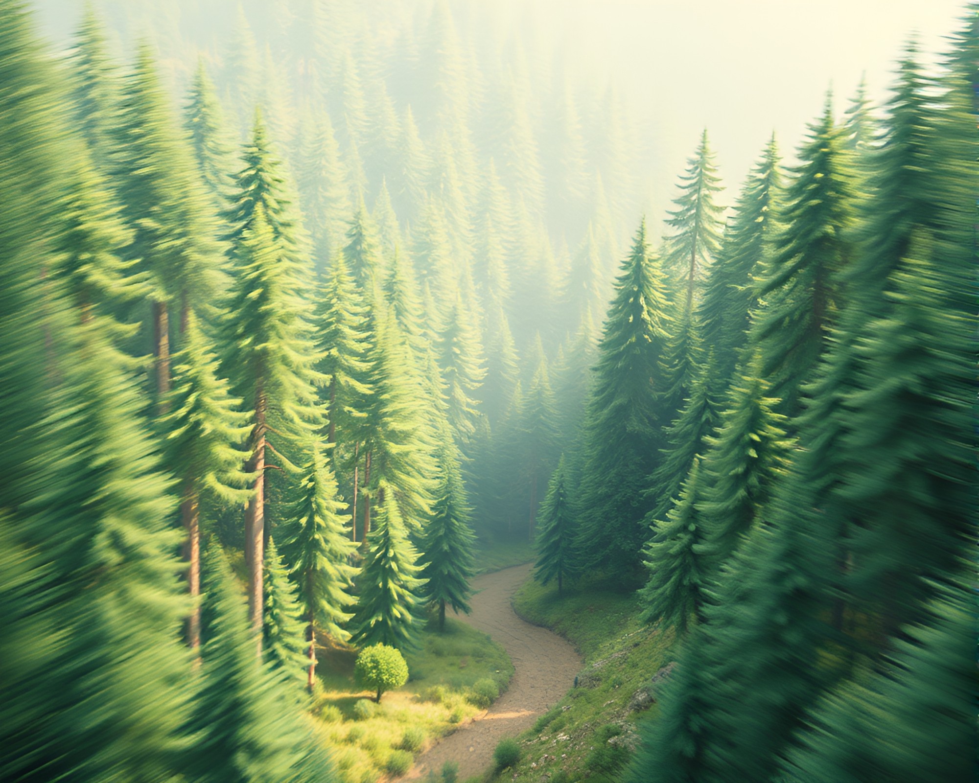 Isometric Forest Zoom Burst Illustration – free AI stock image
