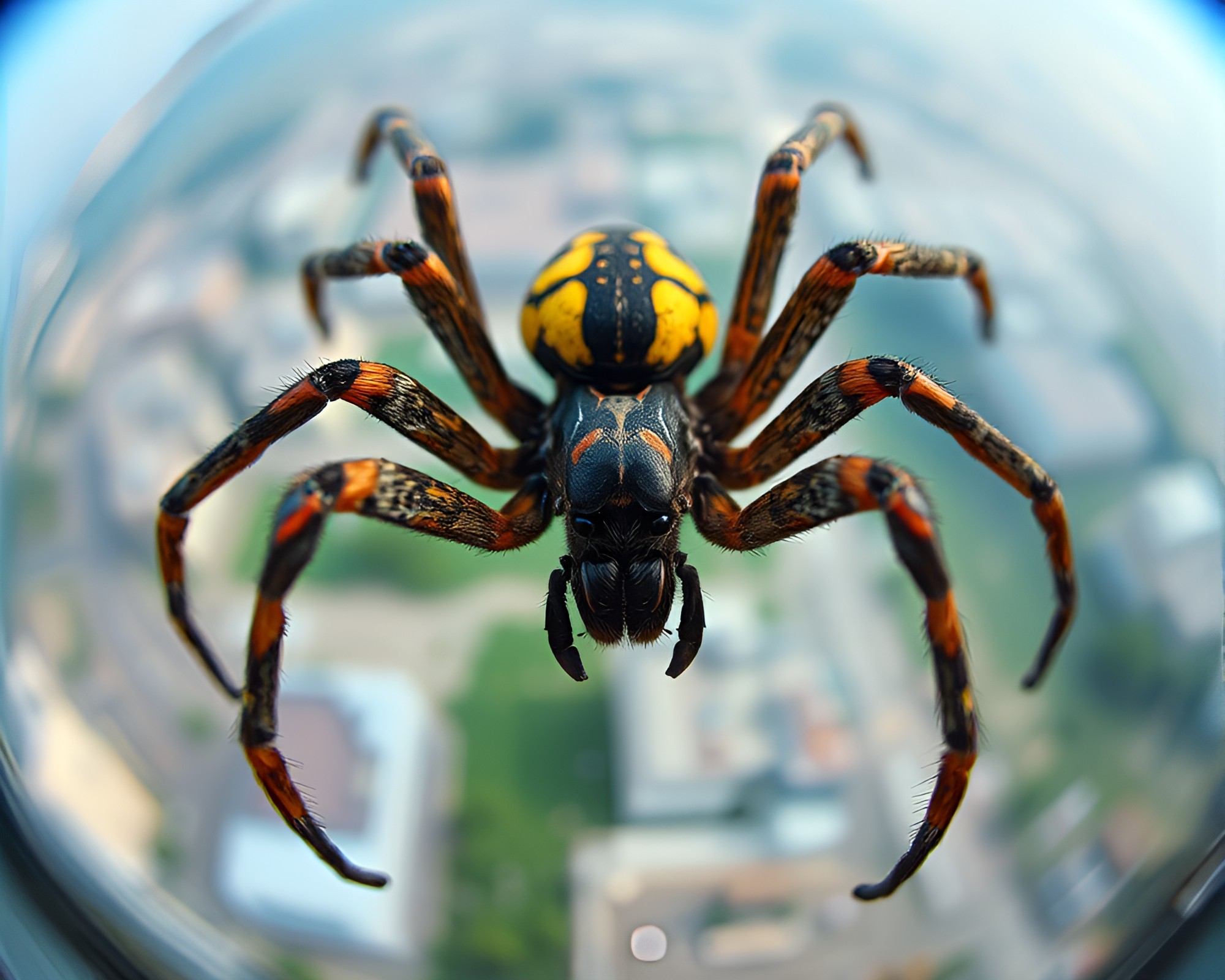 Mechanical Spider from Bird’s Eye View on Gradient Mesh Background – free AI stock image