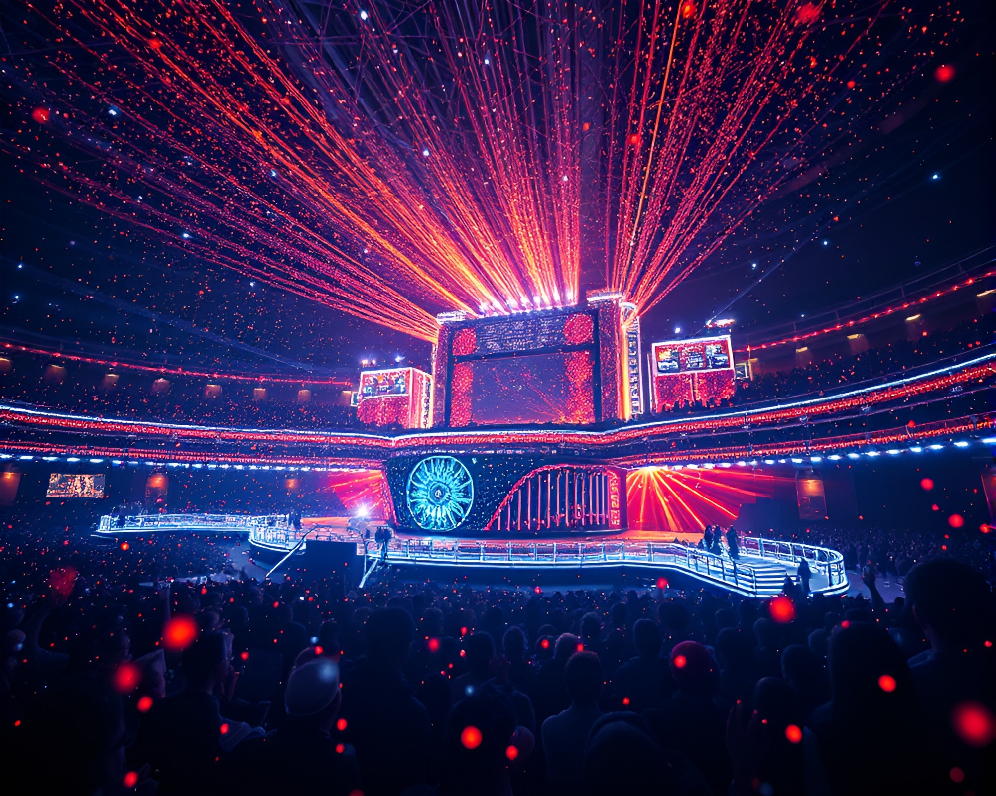 Nanobot Swarm in Dramatic Opera House Setting – free AI stock image
