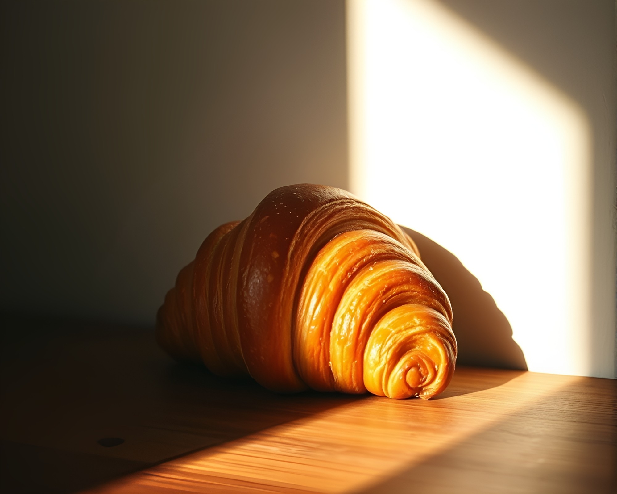 Low-angle Croissant in Écorché Shadow Study – free AI stock image