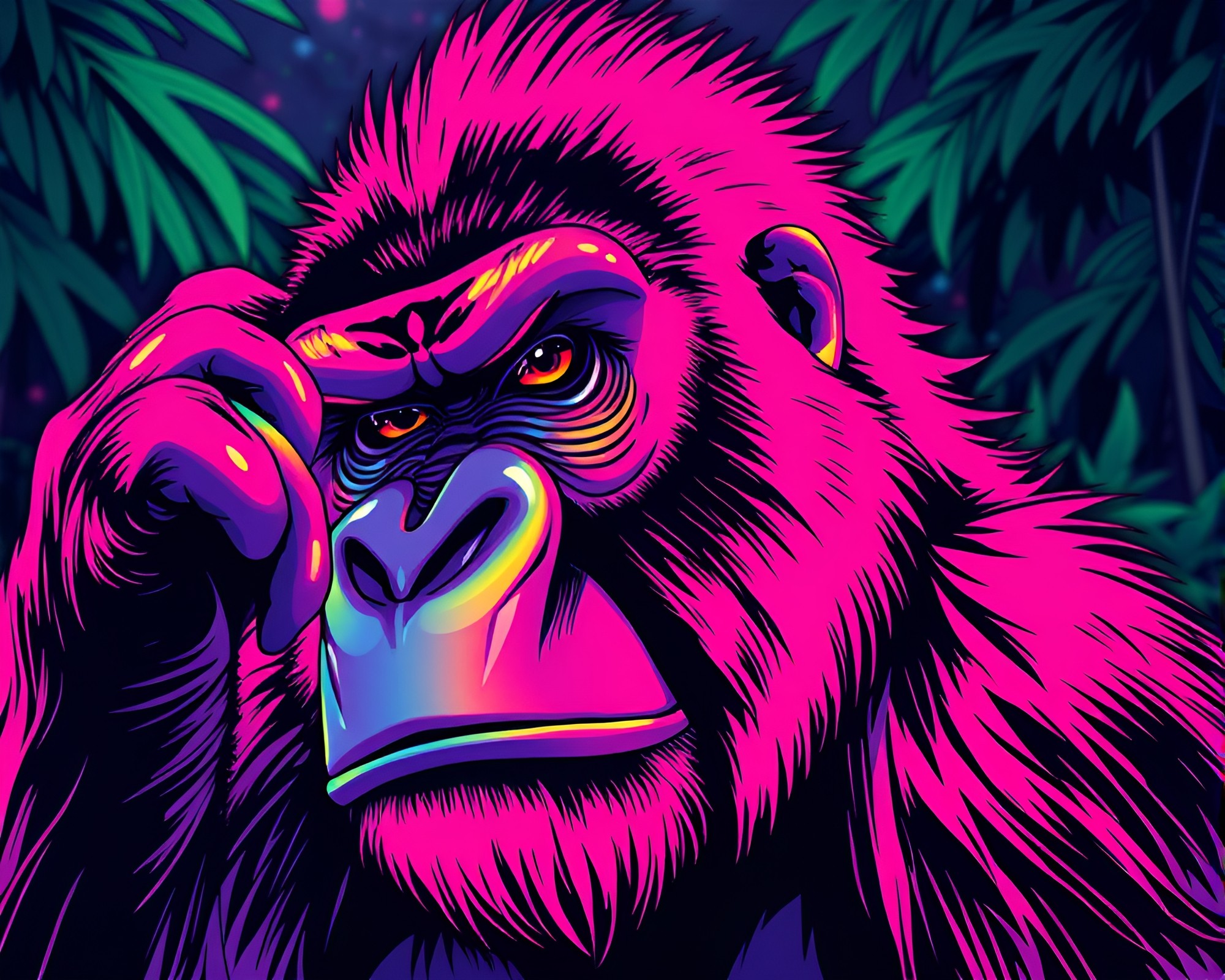 Anime Gorilla in Rainbow Refraction Scene – free AI stock image