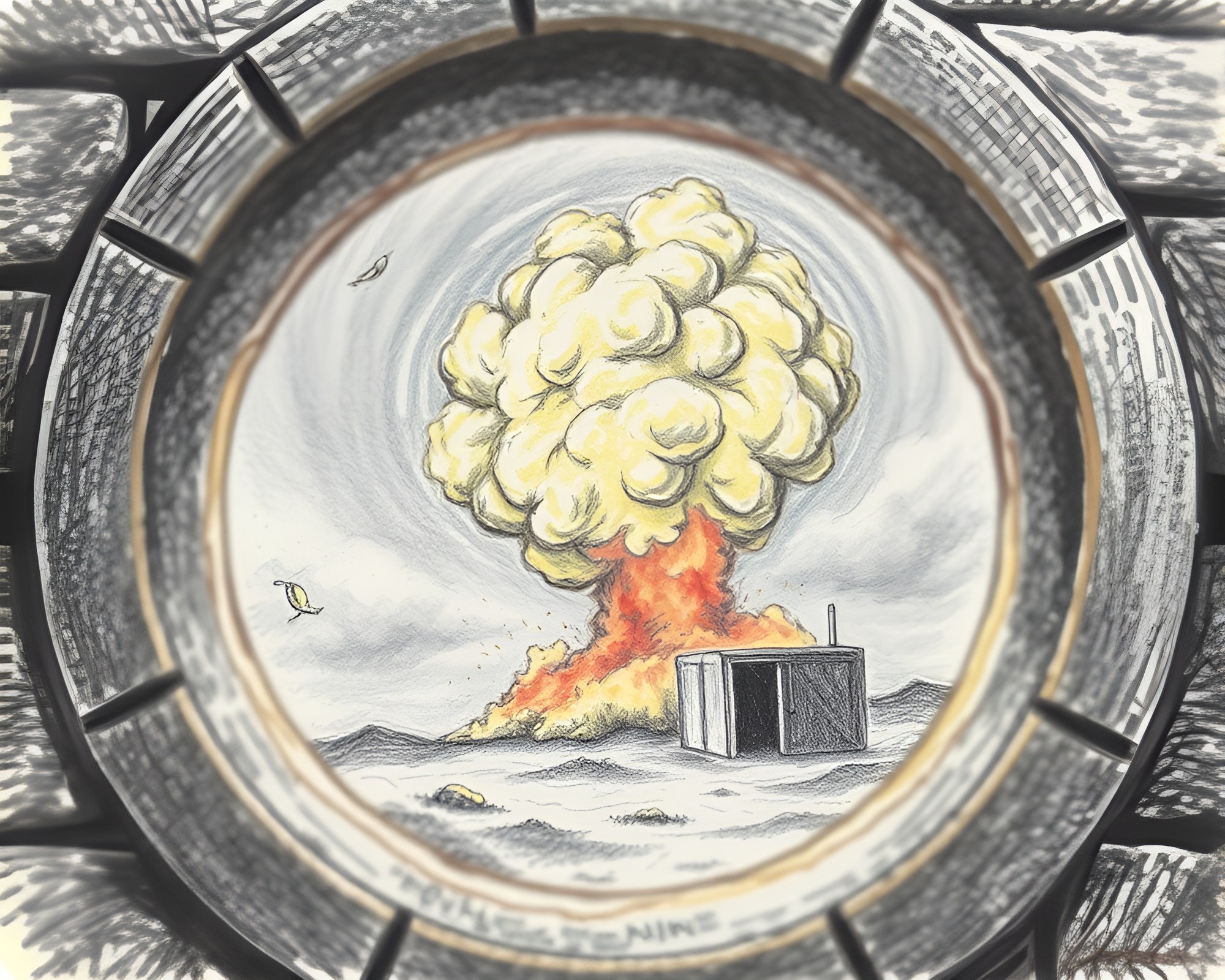 Explosion Cloud in Underground Bunker – free AI stock image
