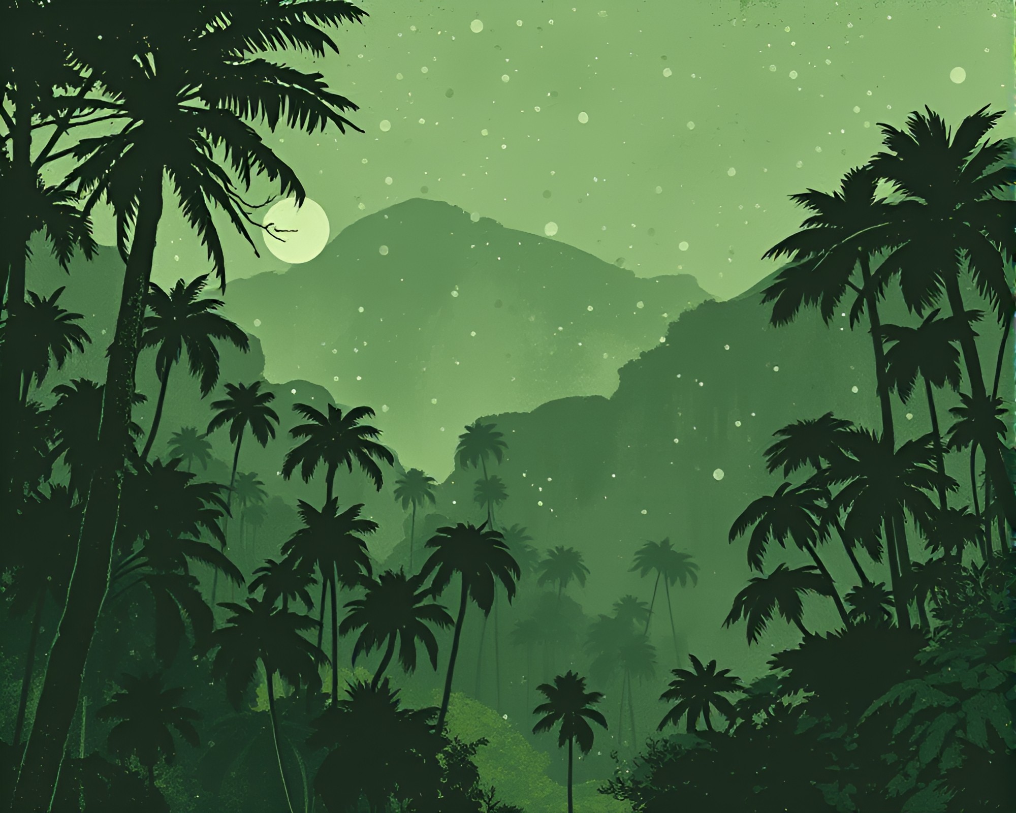 Charcoal sketch of rainforest with blueprint style overlay – free AI stock image