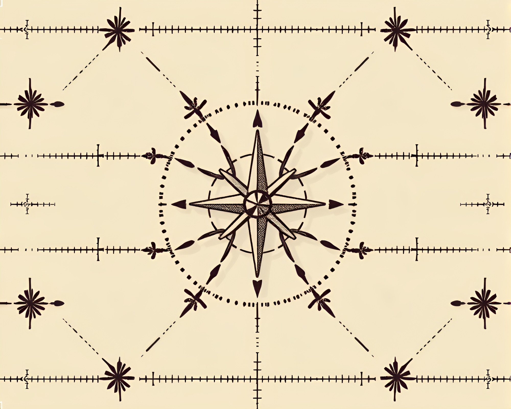 Intricate Compass Stitched Pattern in Data Visualization Style – free AI stock image